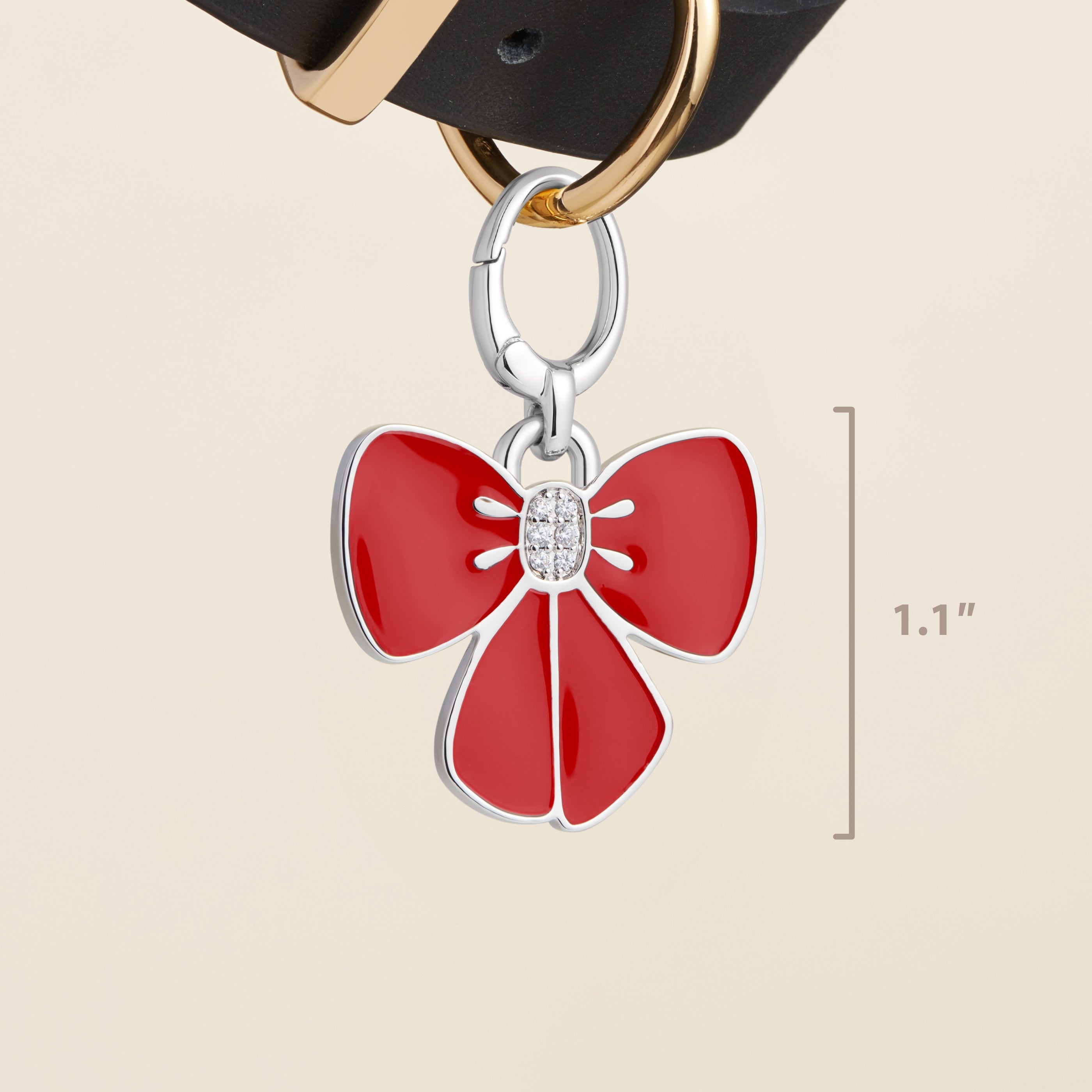 Red Enamel Bow Pet Id Tag