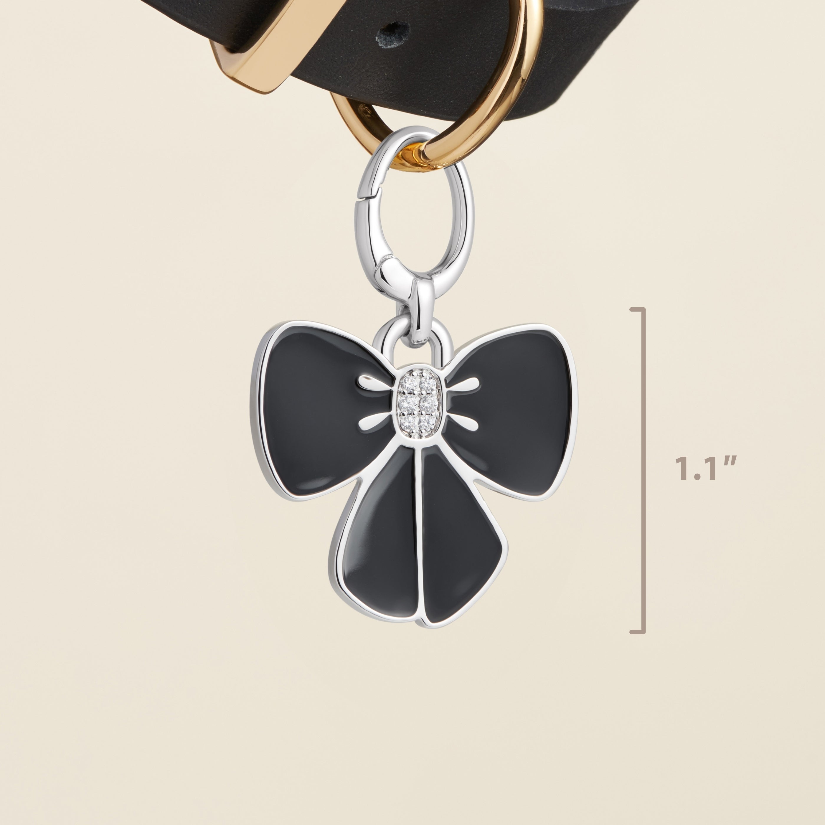 Black Enamel Bow Pet Id Tag