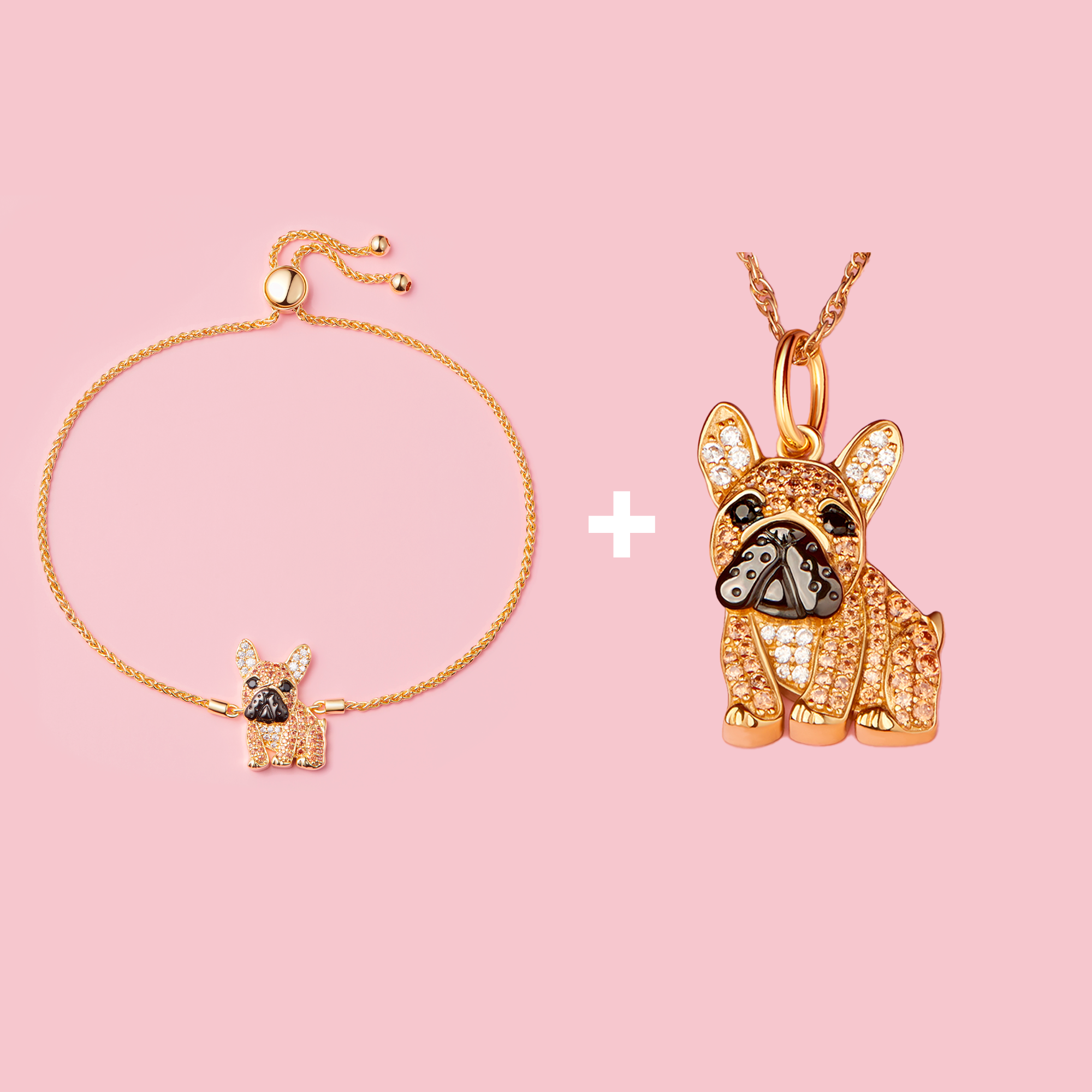 Frenchie Bundle - Sterling Silver Bolo Bracelet + Necklace