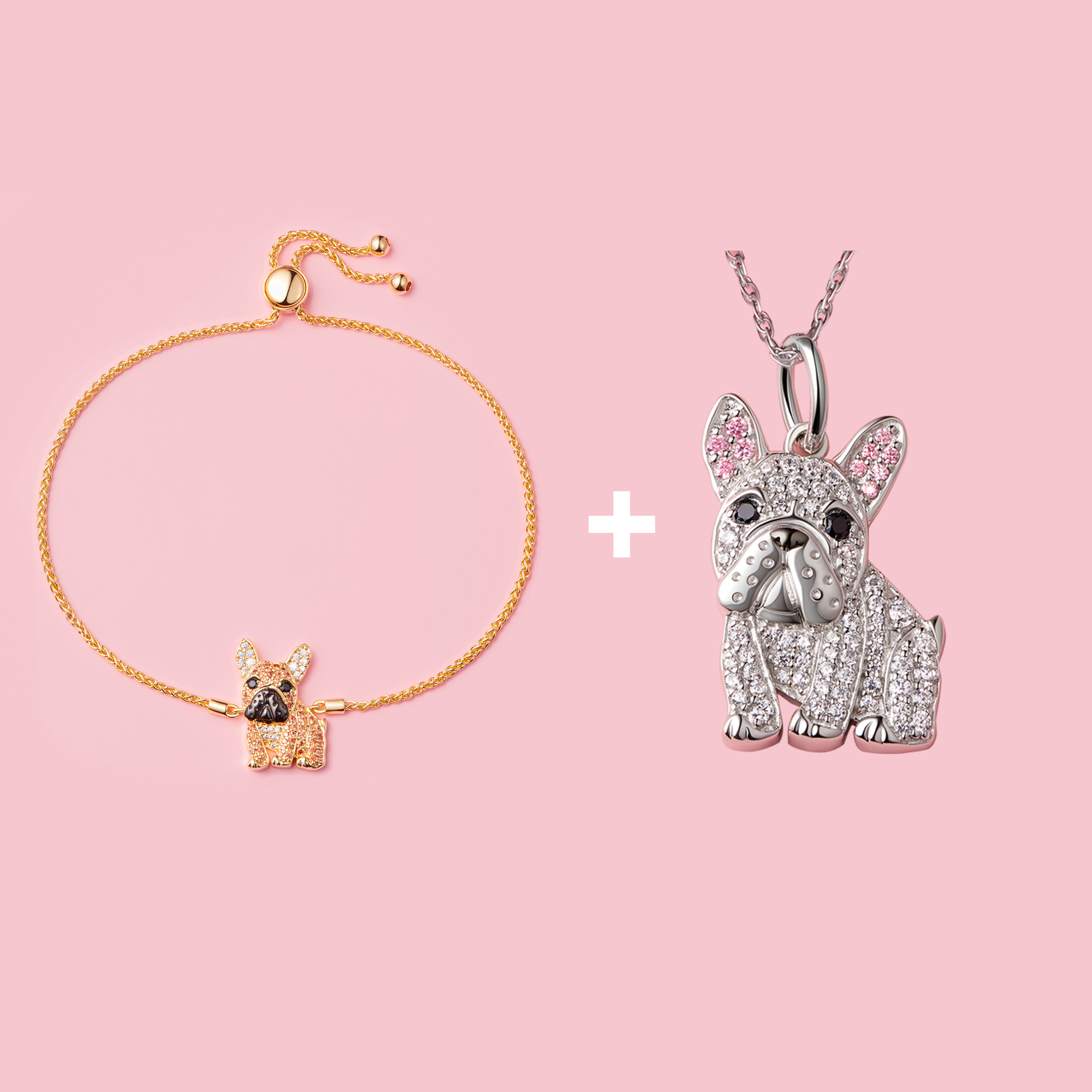 Frenchie Bundle - Sterling Silver Bolo Bracelet + Necklace