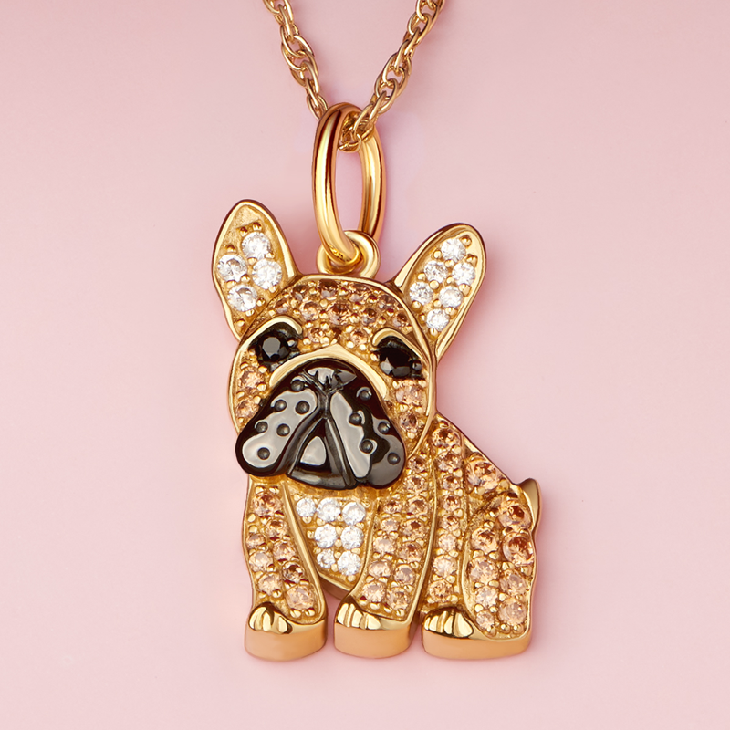 French Bulldog Sterling Silver Pendant Necklace