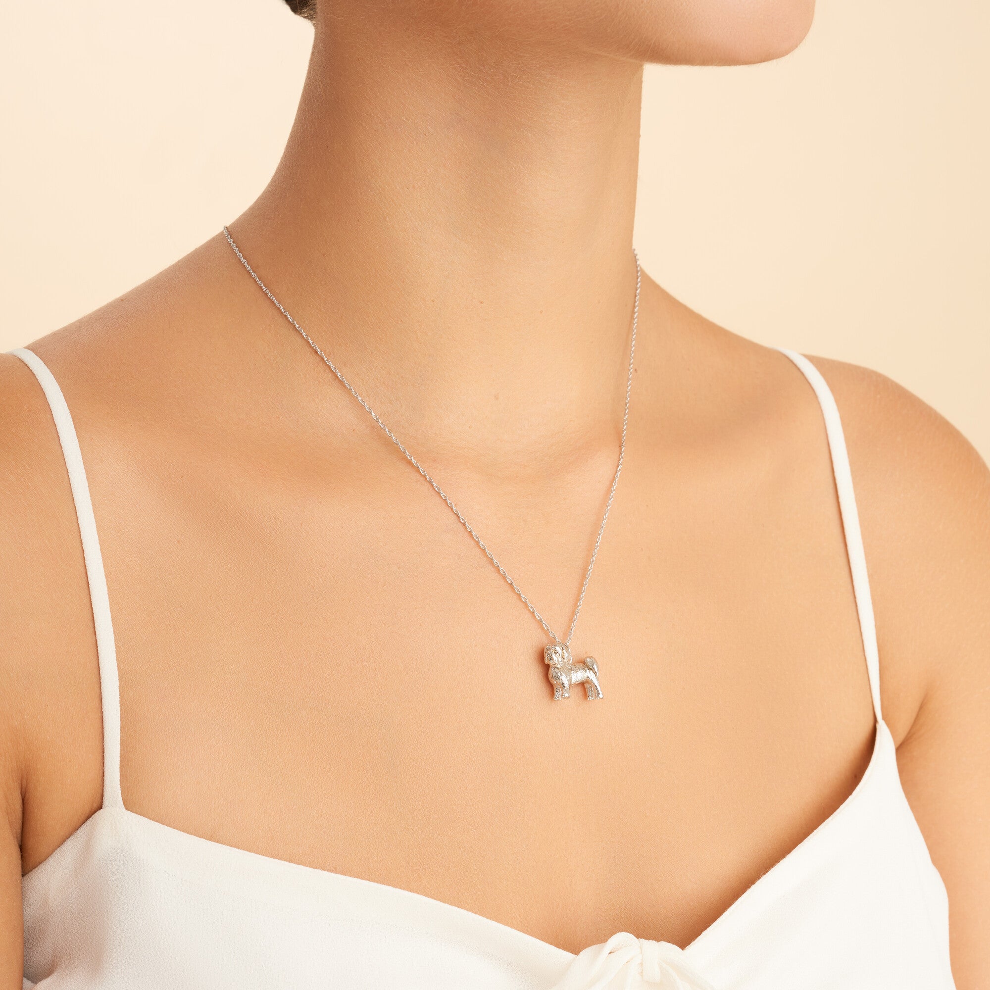 Shih Tzu Sterling Silver Pendant Necklace