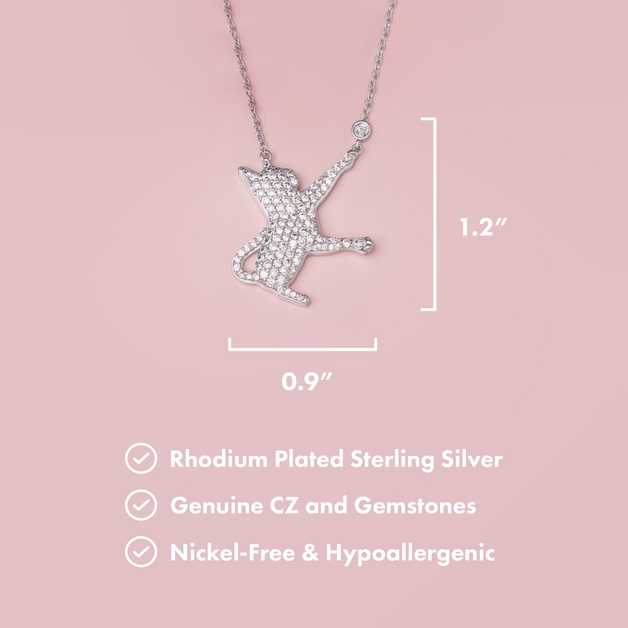 Playful Kitten Sterling Silver Pendant Necklace