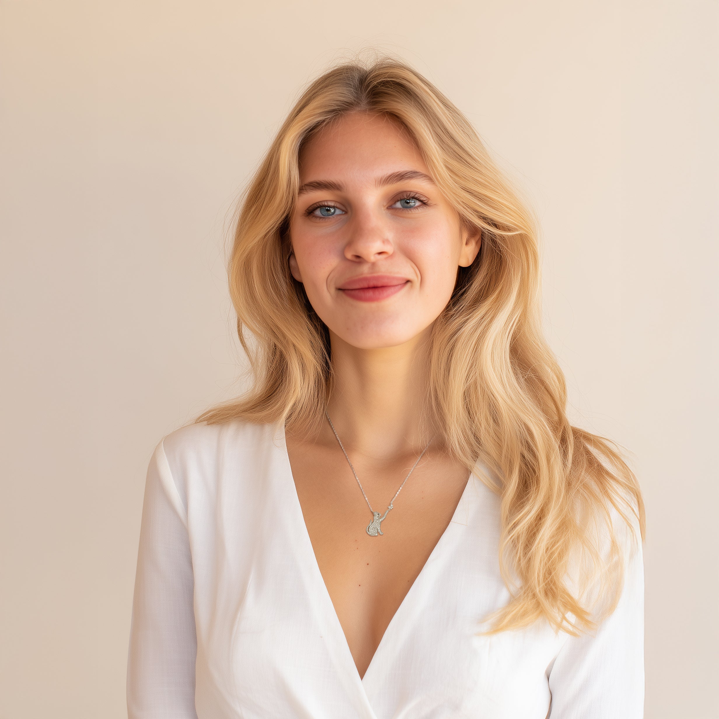 Butterfly Cat Sterling Silver Pendant Necklace