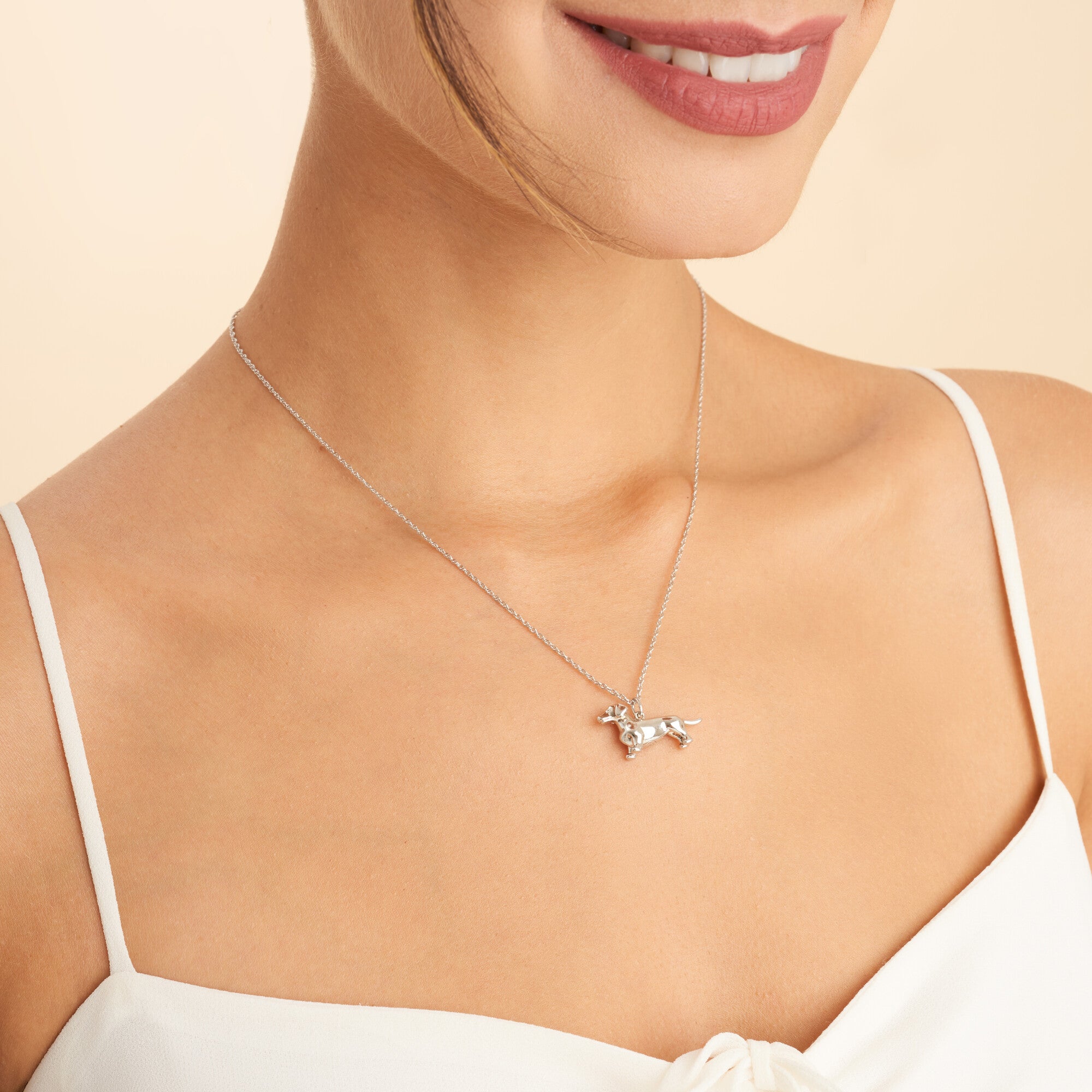 Dachshund Sterling Silver Pendant Necklace