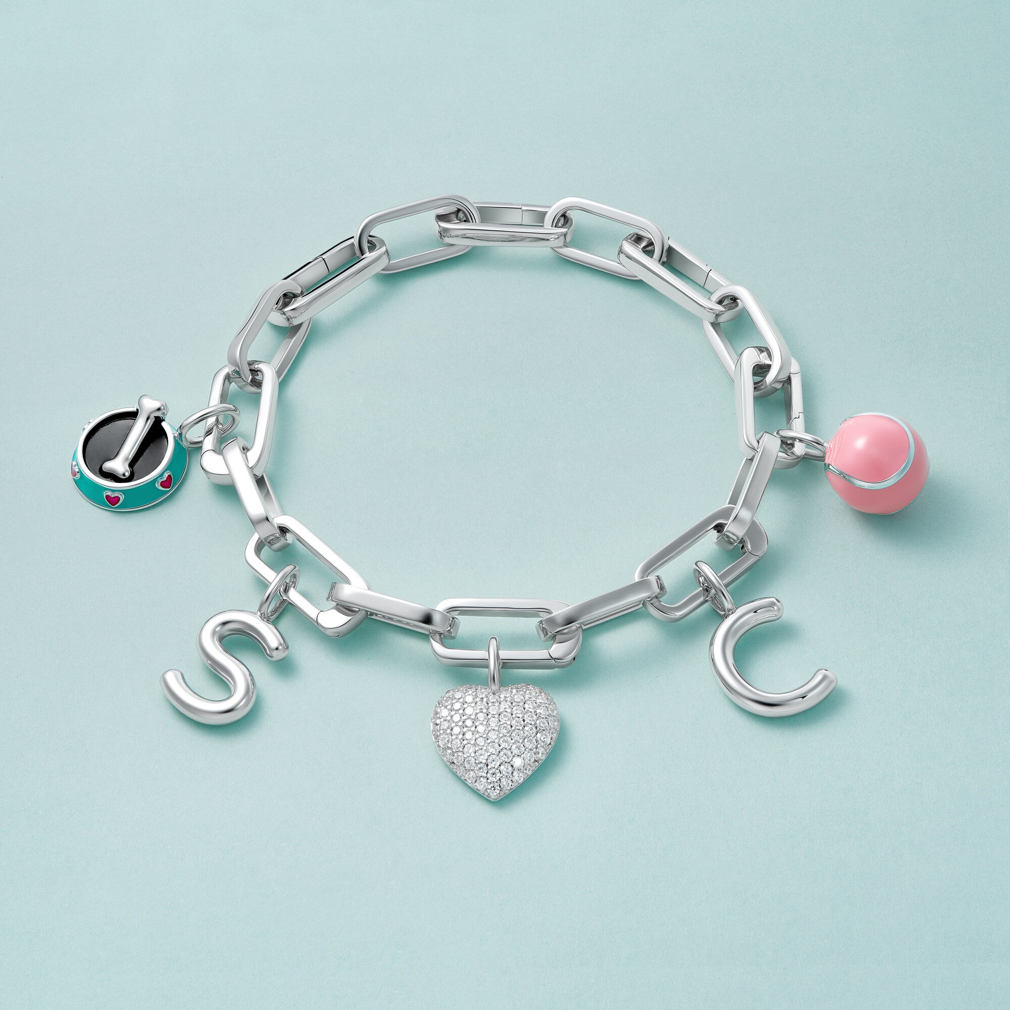 White Heart Sterling Silver CZ Charm