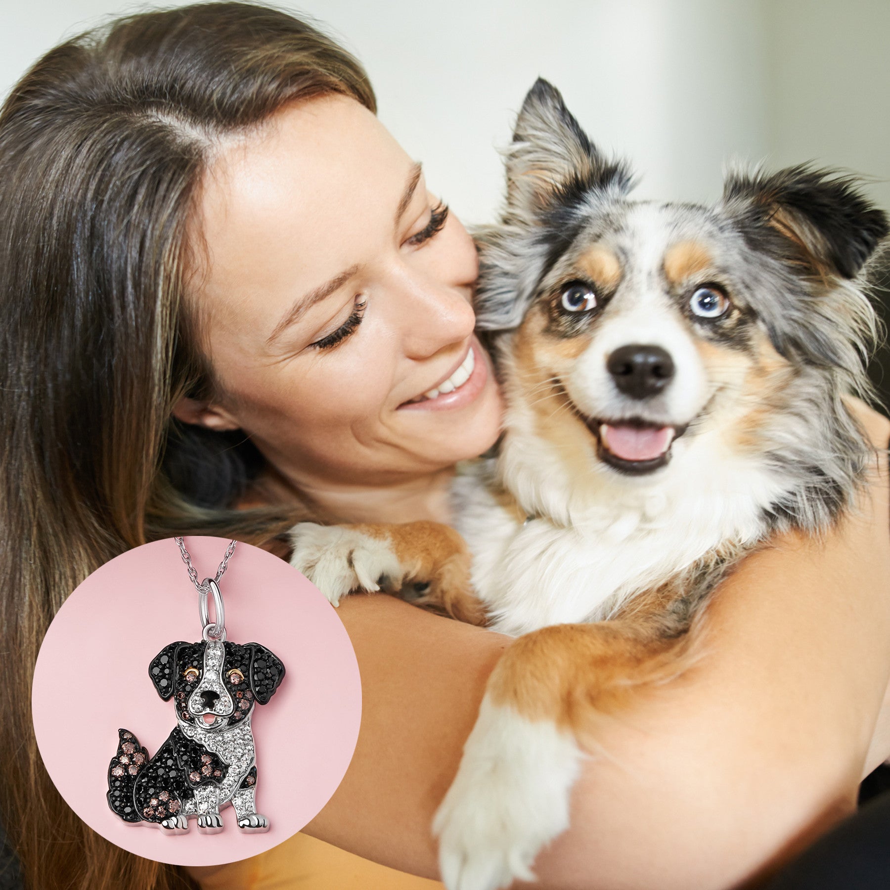 Australian Shepherd Sterling Silver Pendant Necklace