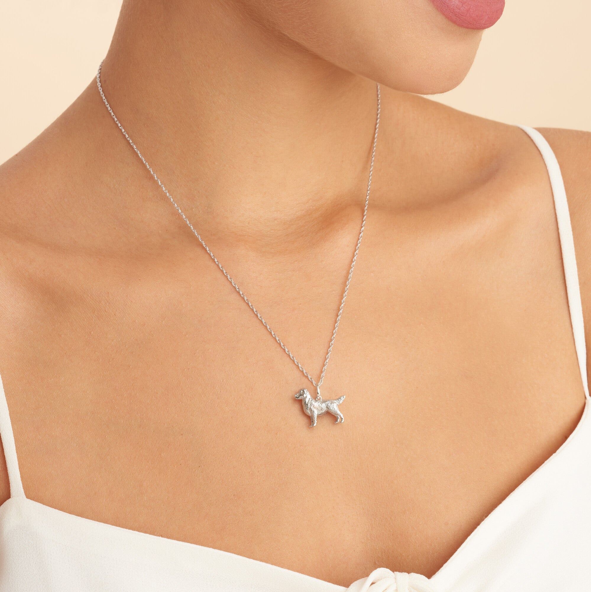 Golden Retriever Sterling Silver Pendant Necklace