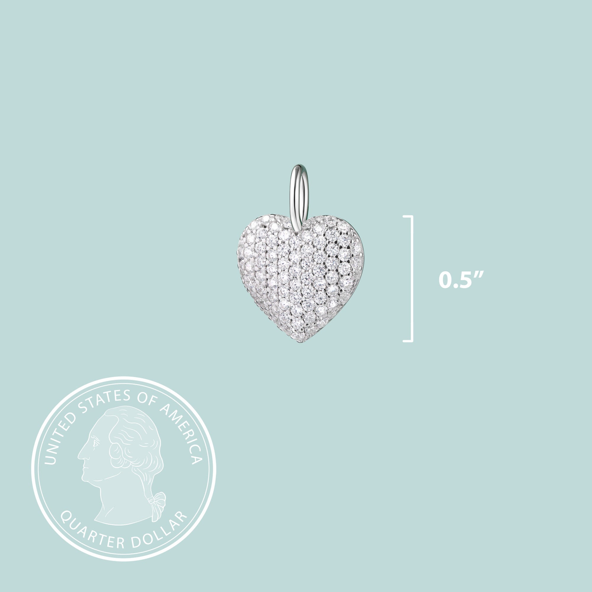 White Heart Sterling Silver CZ Charm