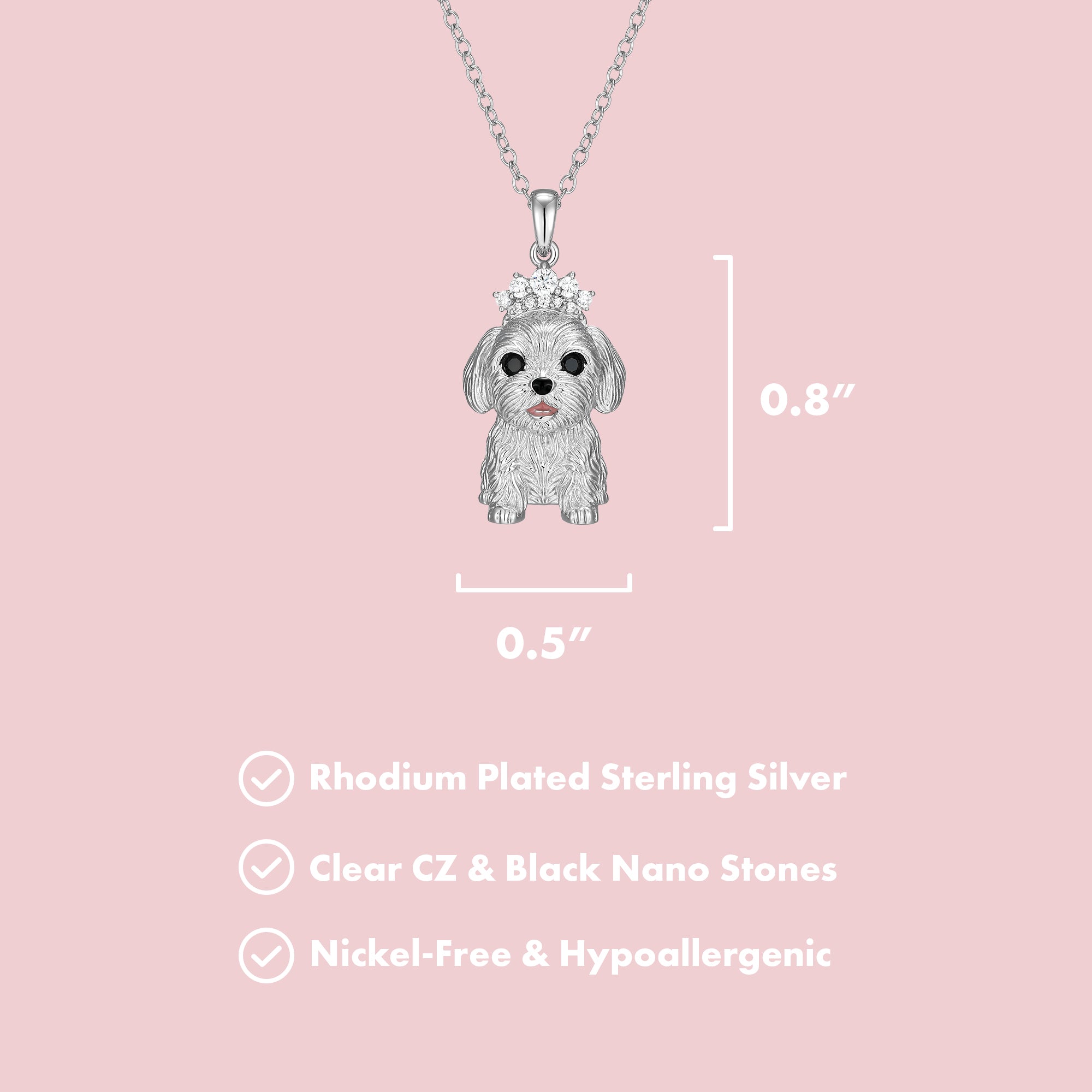 Princess Maltese Sterling Silver Pendant Necklace