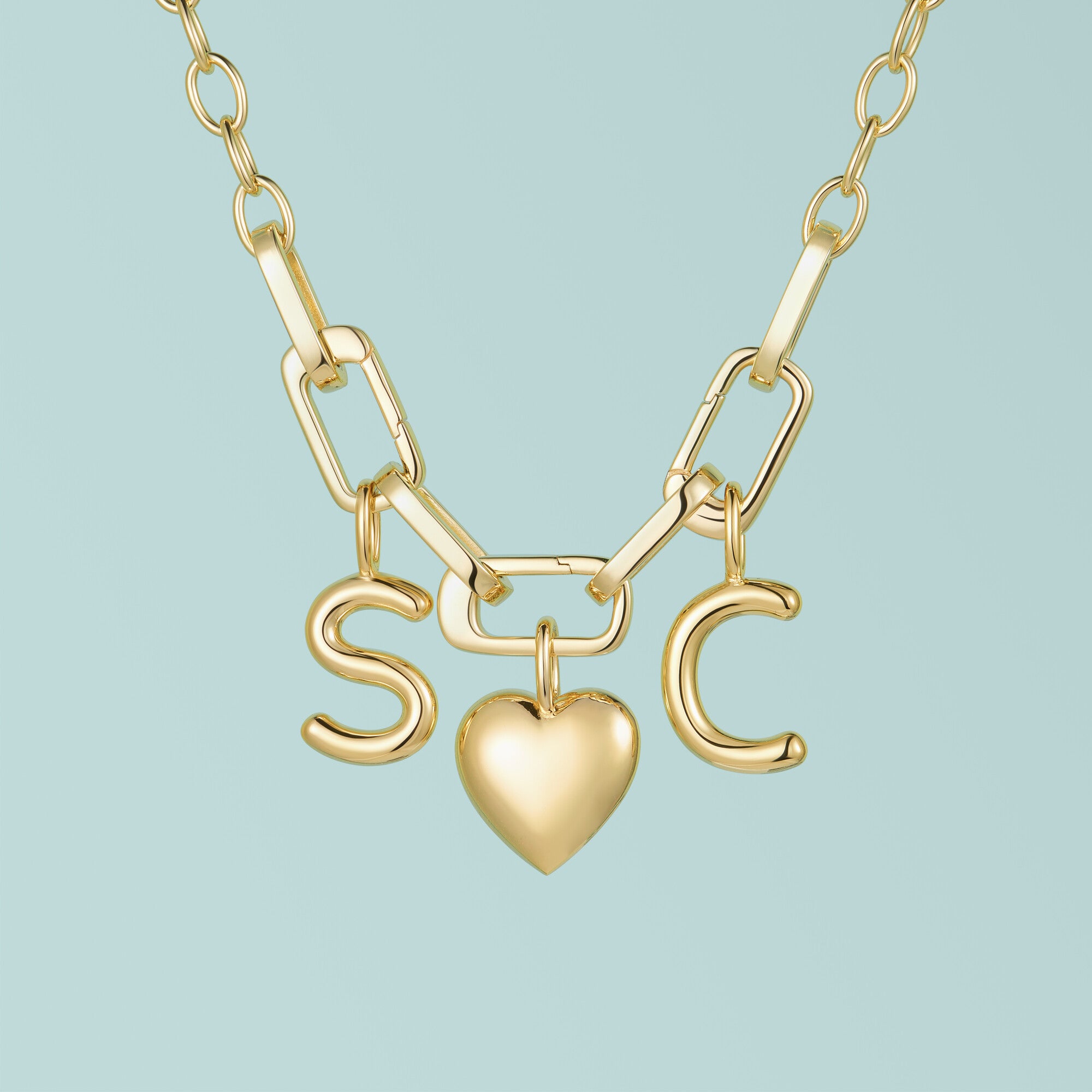 Gold Heart Sterling Silver Charm