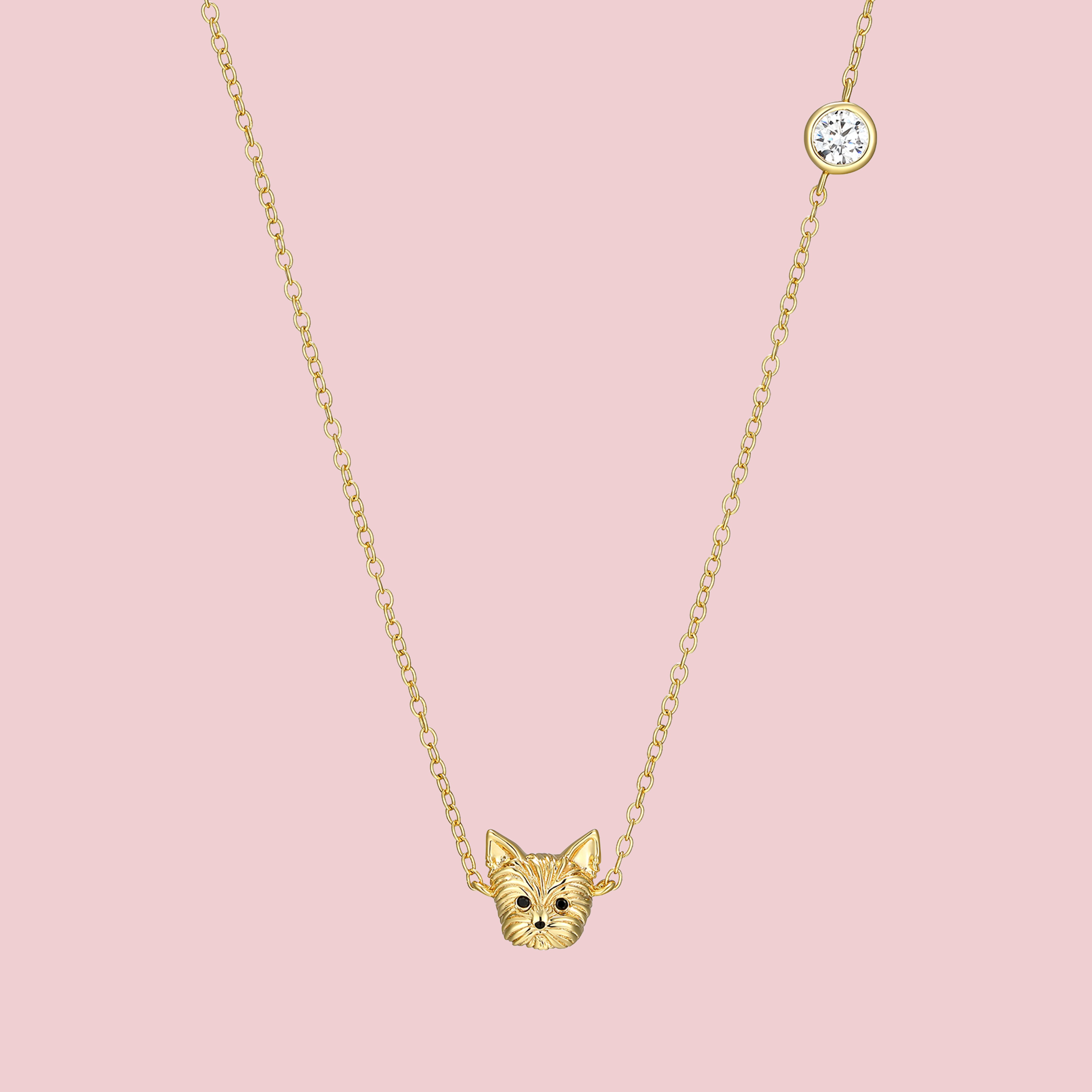 Yorkshire Terrier Sterling Silver Station Necklace