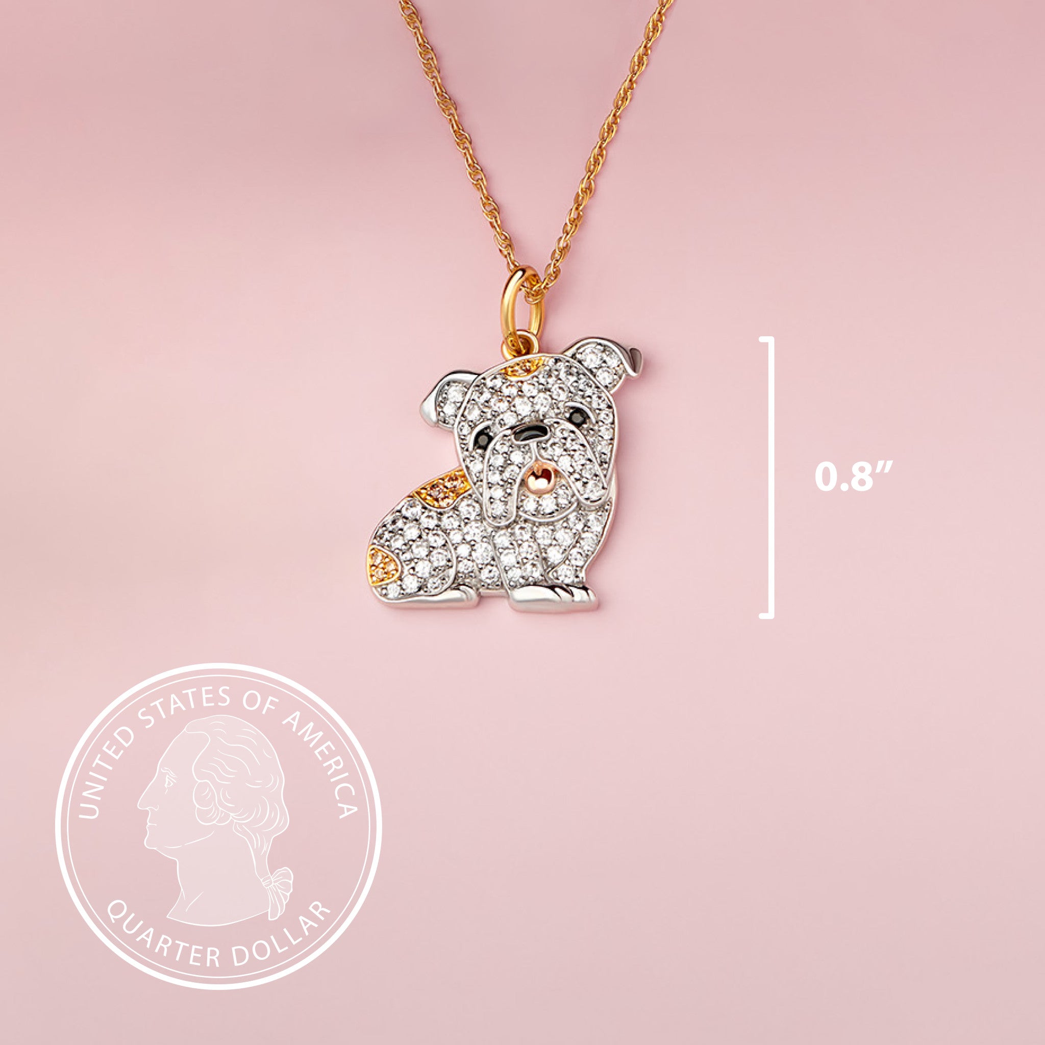 English Bulldog Sterling Silver Pendant Necklace