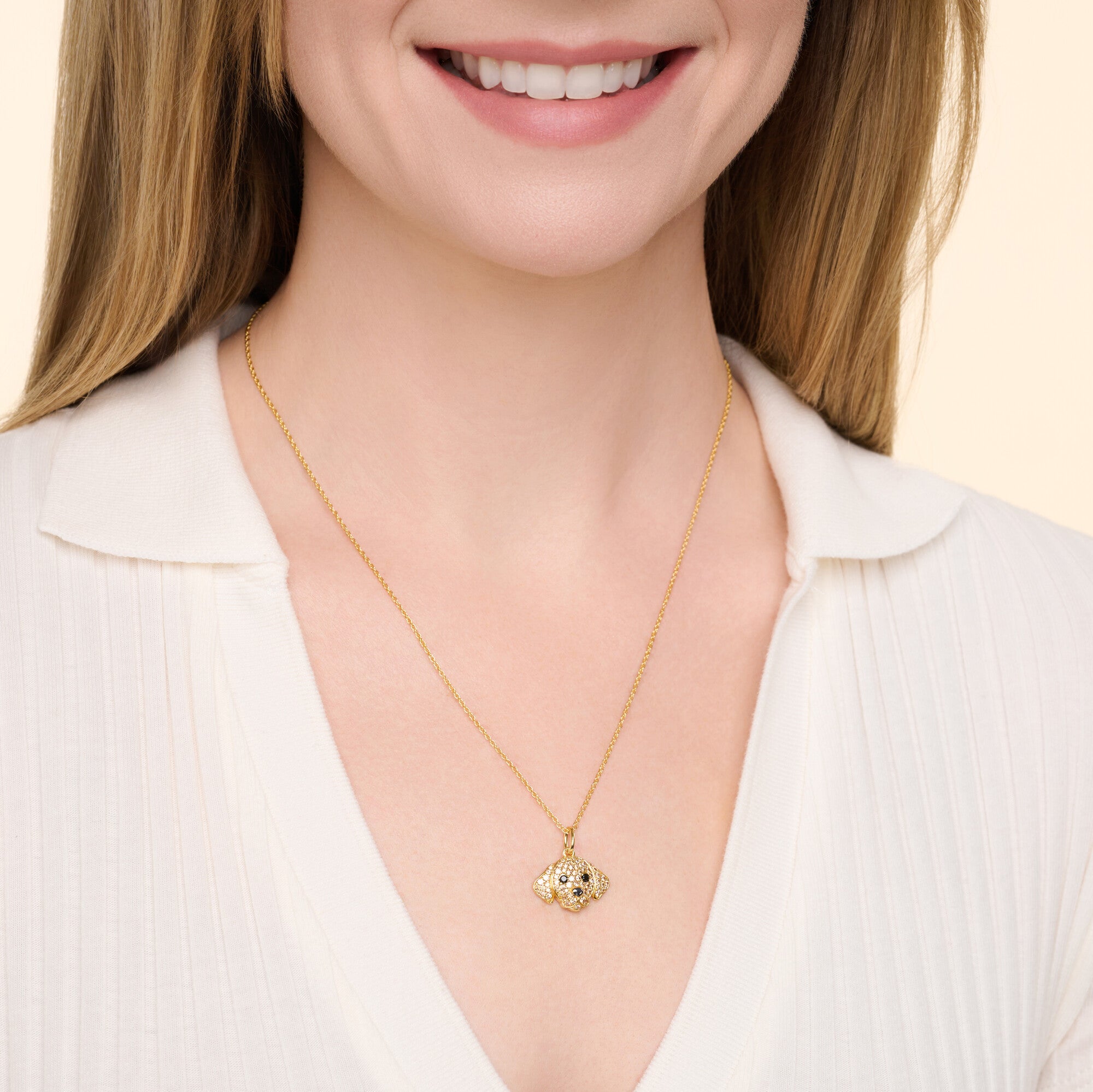 Golden Labrador Retriever Face Sterling Silver Pendant Necklace