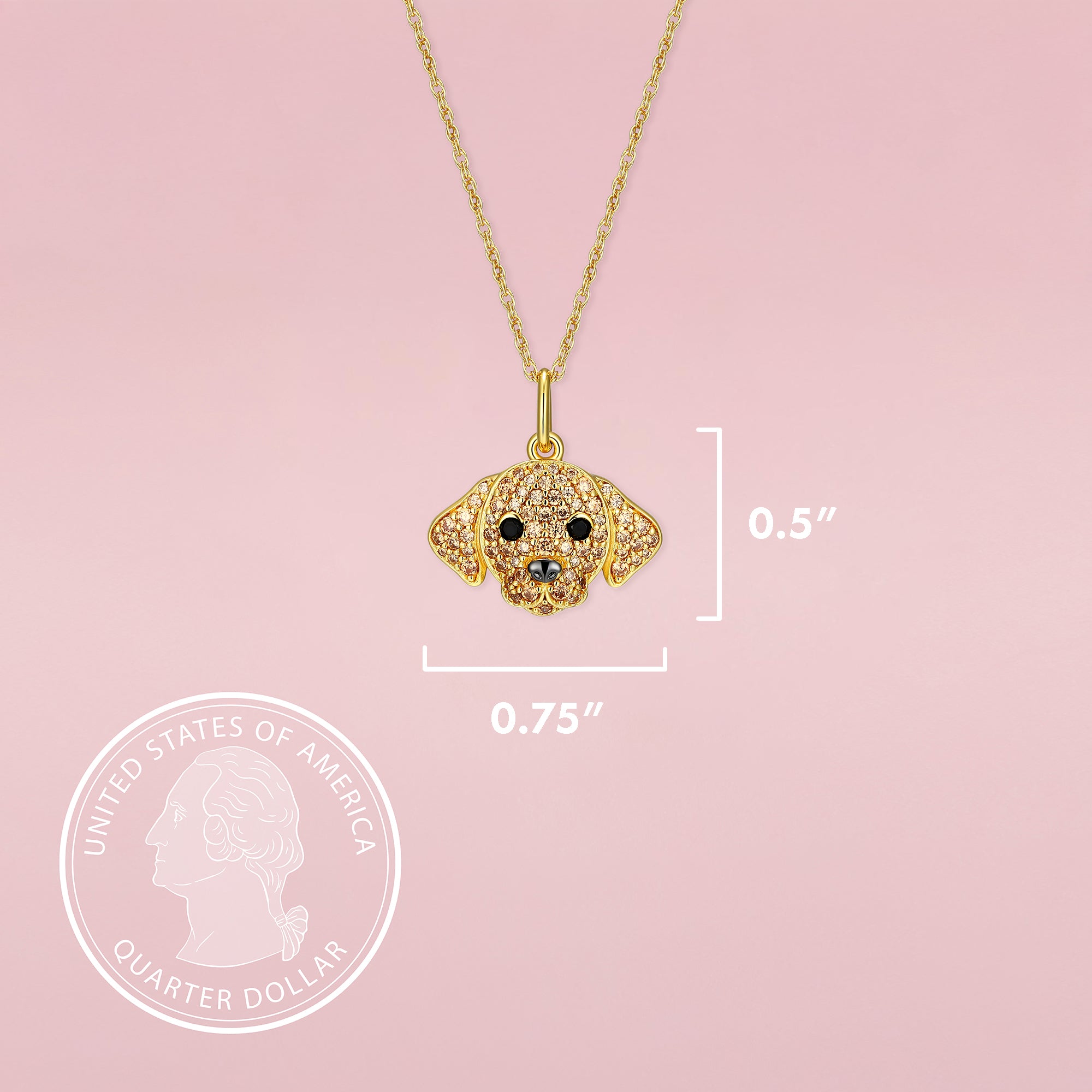 Golden Labrador Retriever Face Sterling Silver Pendant Necklace