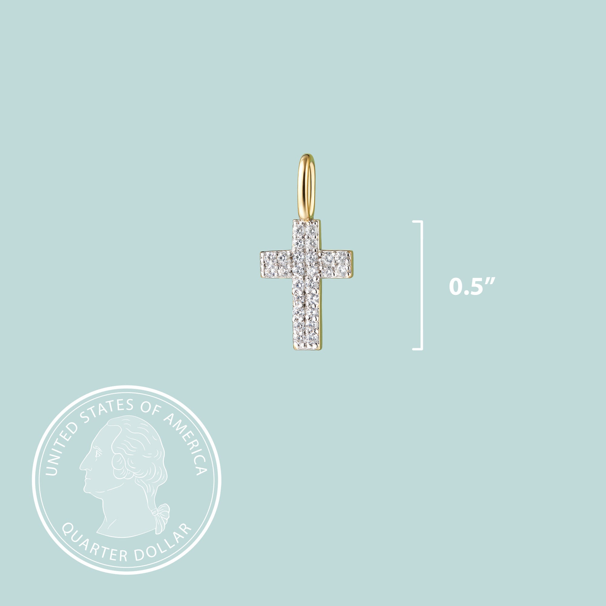 Cross Sterling Silver CZ Charm