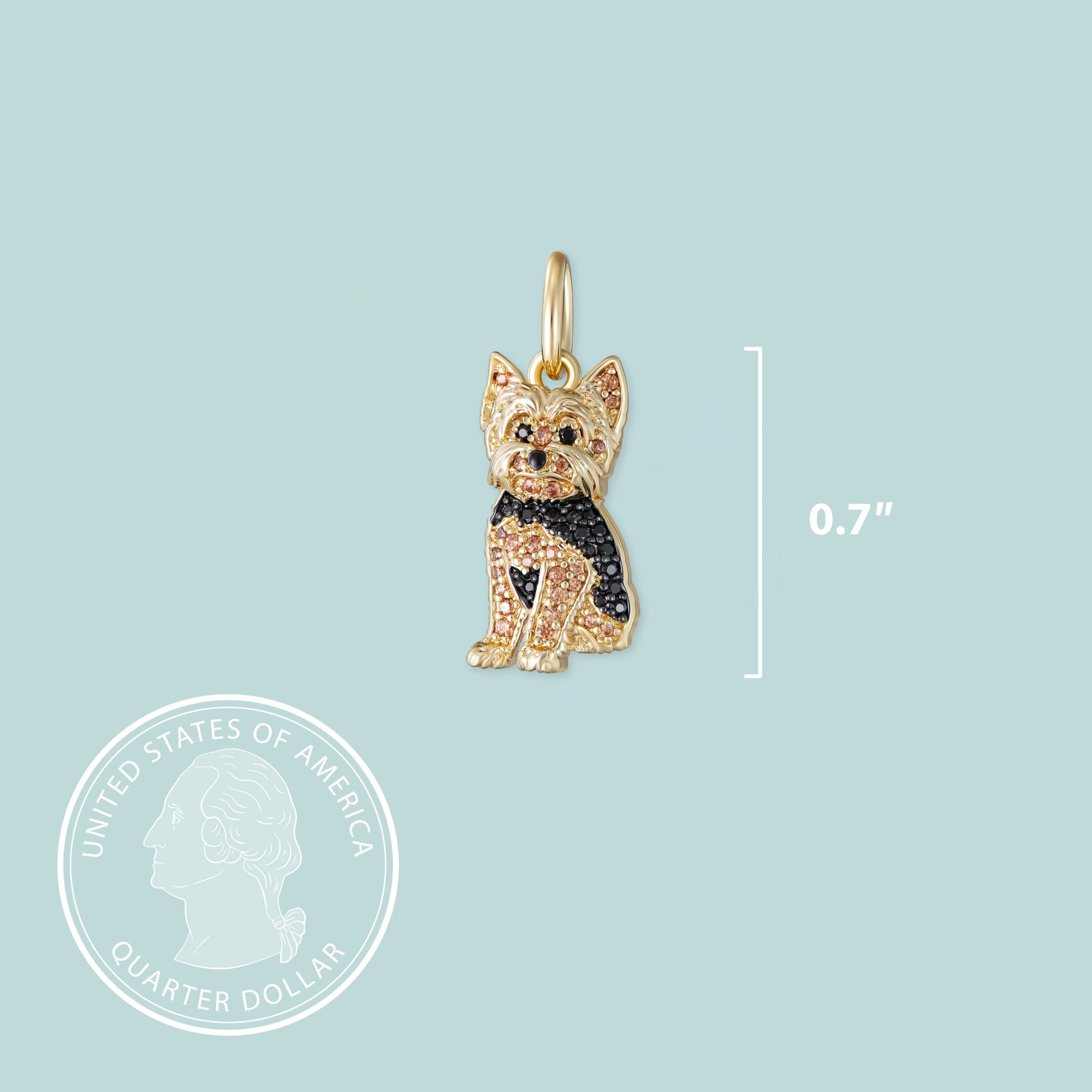 Yorkshire Terrier Sterling Silver CZ Charm