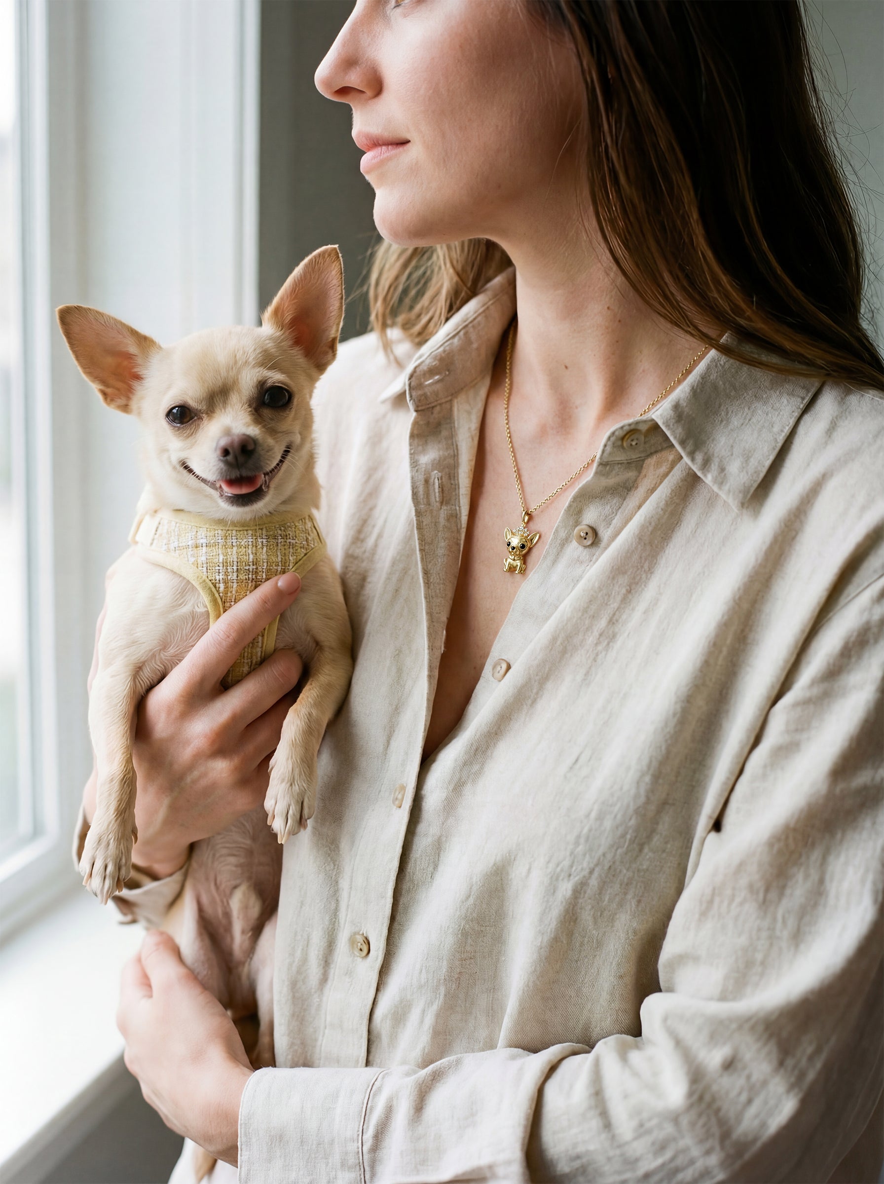 Princess Chihuahua Sterling Silver Pendant Necklace