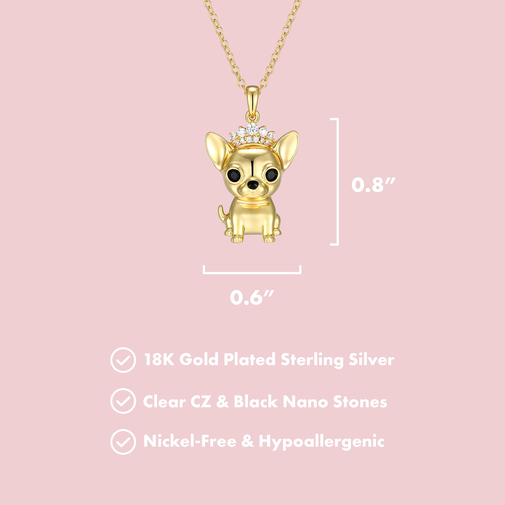 Princess Chihuahua Sterling Silver Pendant Necklace