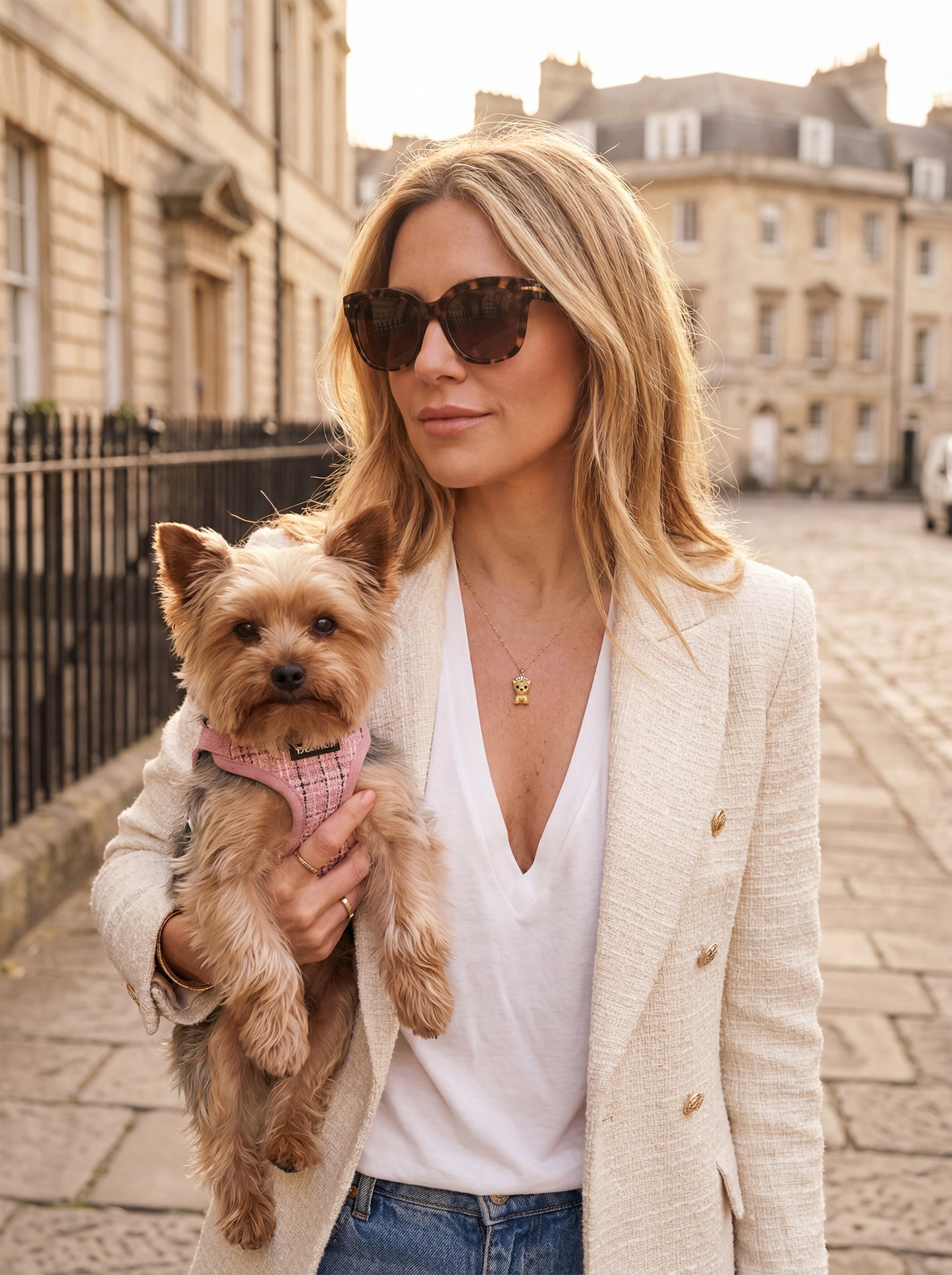 Princess Yorkshire Terrier Sterling Silver Pendant Necklace