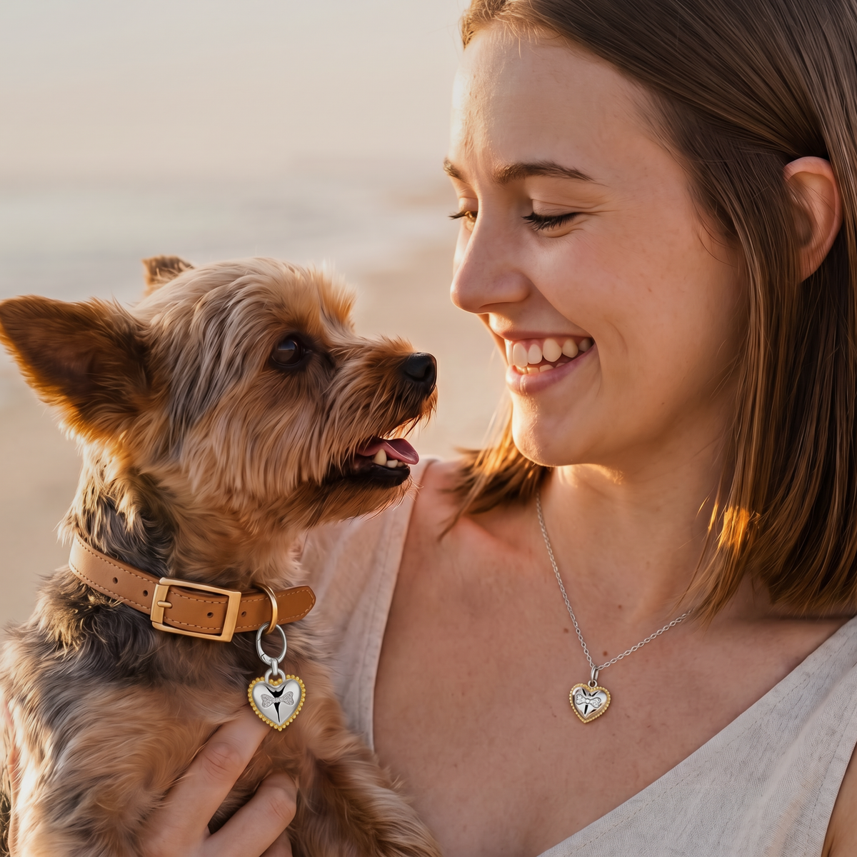 Mommy & Me - Heart Bone Sterling Silver Pendant Necklace