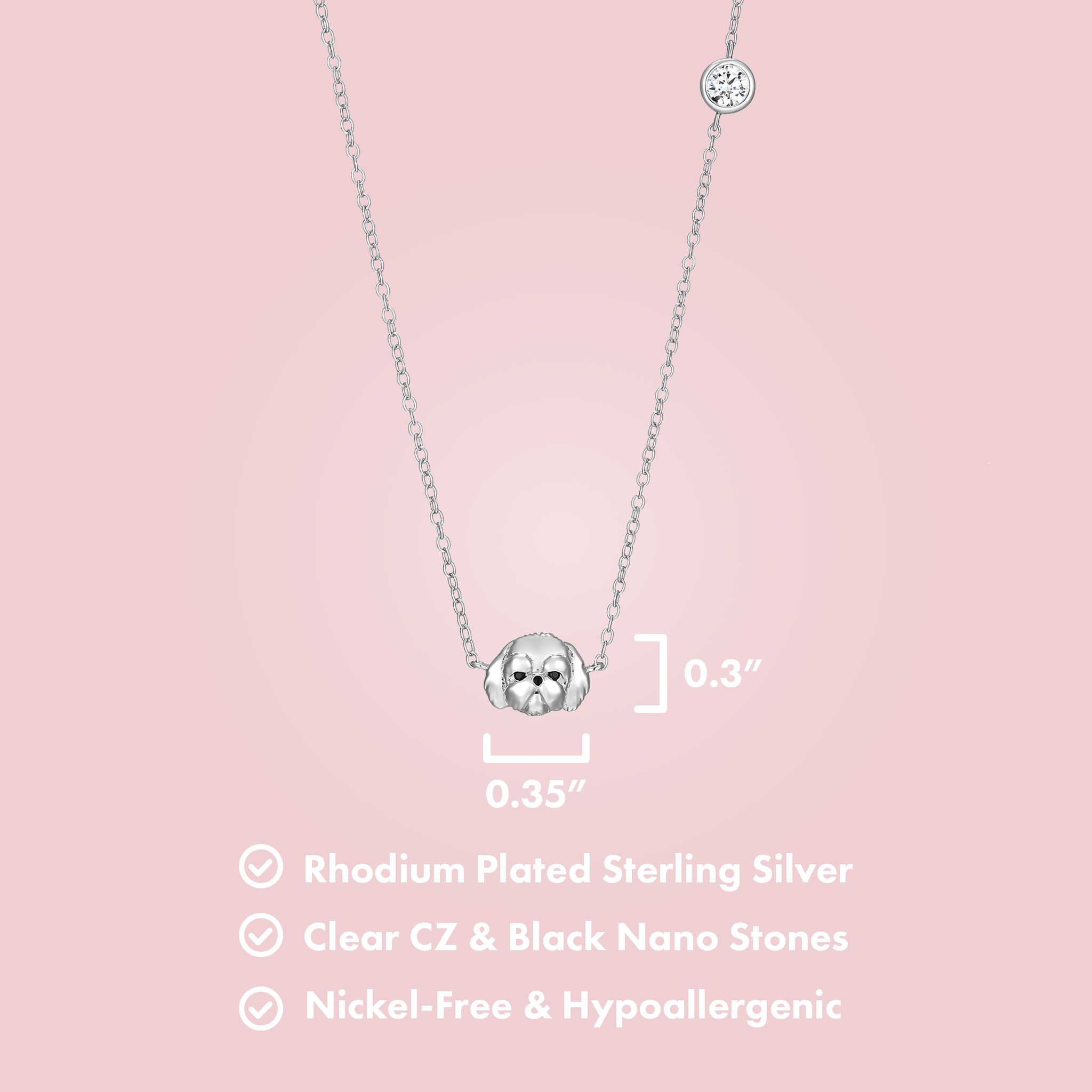 Shih Tzu Sterling Silver Station Necklace