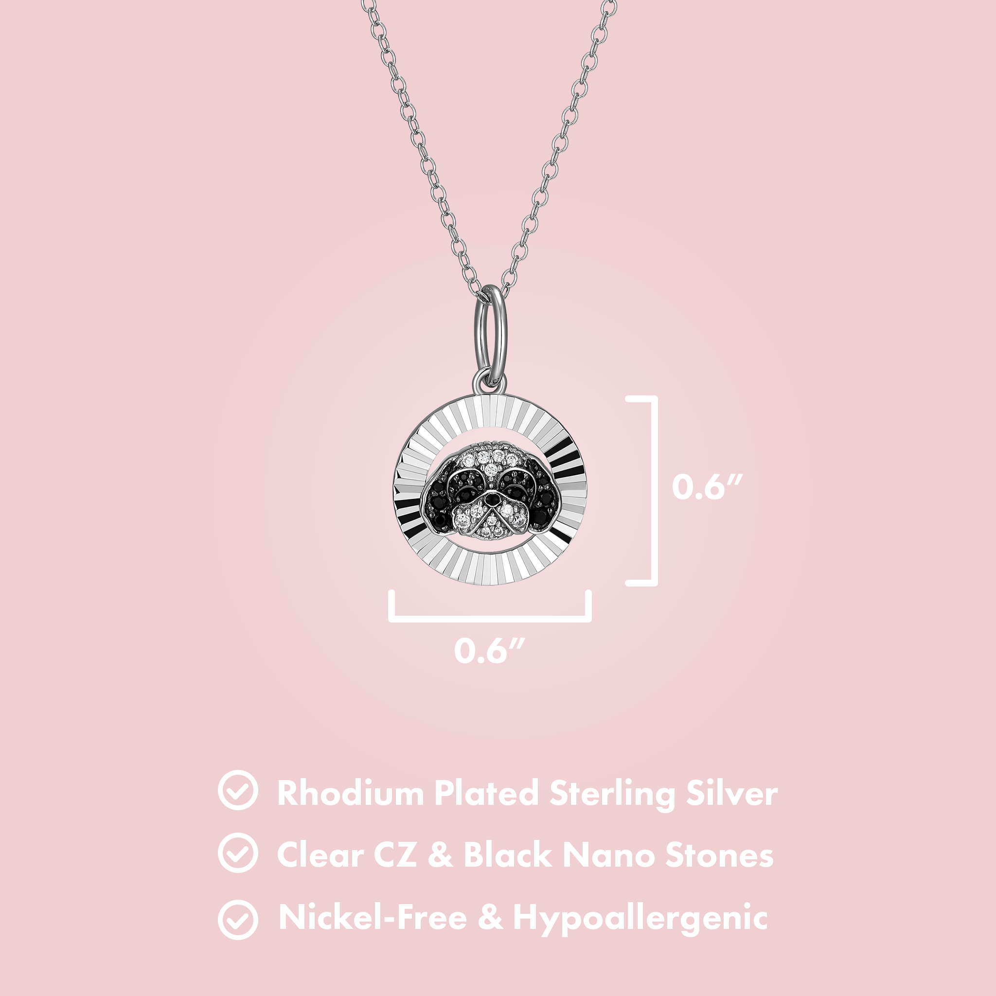Shih Tzu Halo Sterling Silver Pendant Necklace
