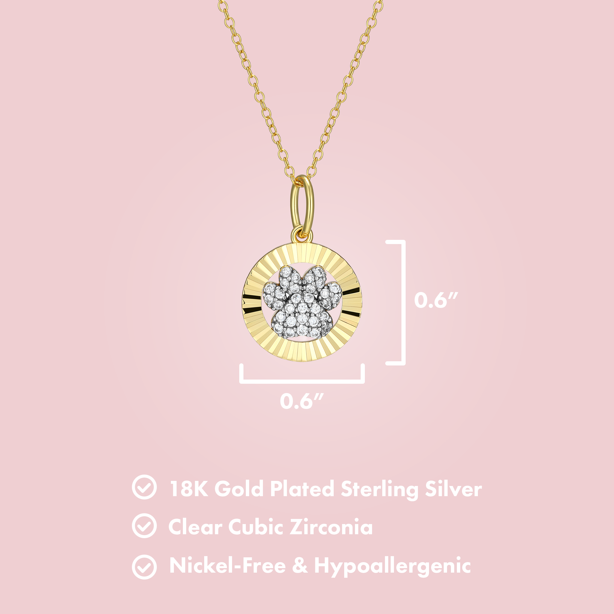 Paw Halo Sterling Silver Pendant Necklace