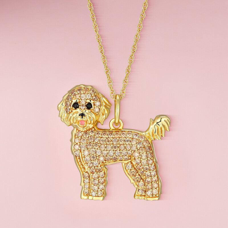 Golden Doodle Sterling Silver Pendant Necklace