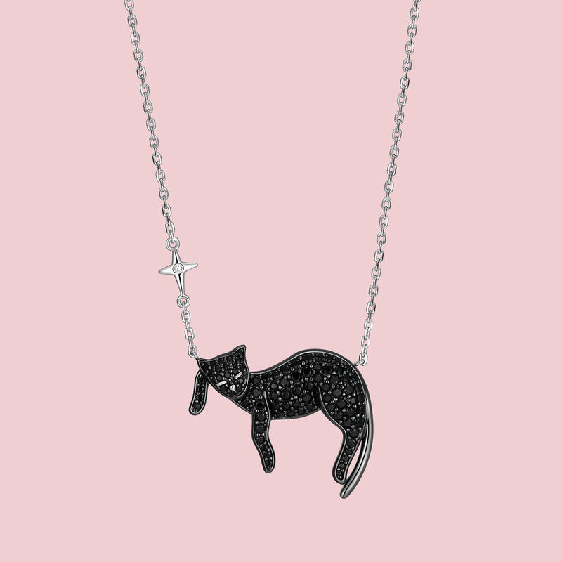 Slumber Cat Sterling Silver Pendant Necklace