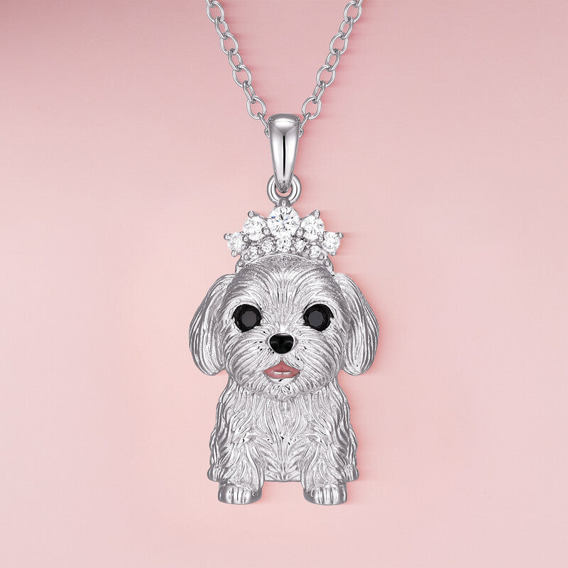 Princess Maltese Sterling Silver Pendant Necklace