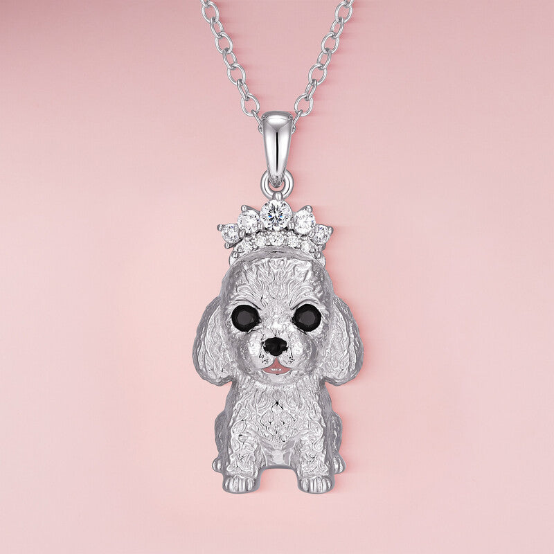 Princess Poodle Sterling Silver Pendant Necklace
