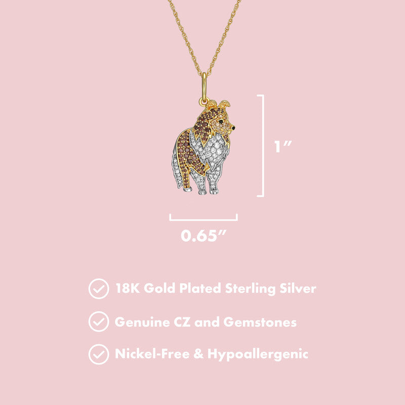 Sheltie Sterling Silver Pendant Necklace
