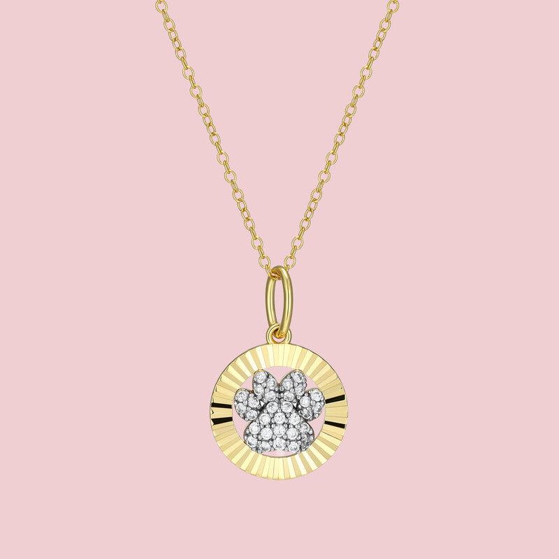 Paw Halo Sterling Silver Pendant Necklace