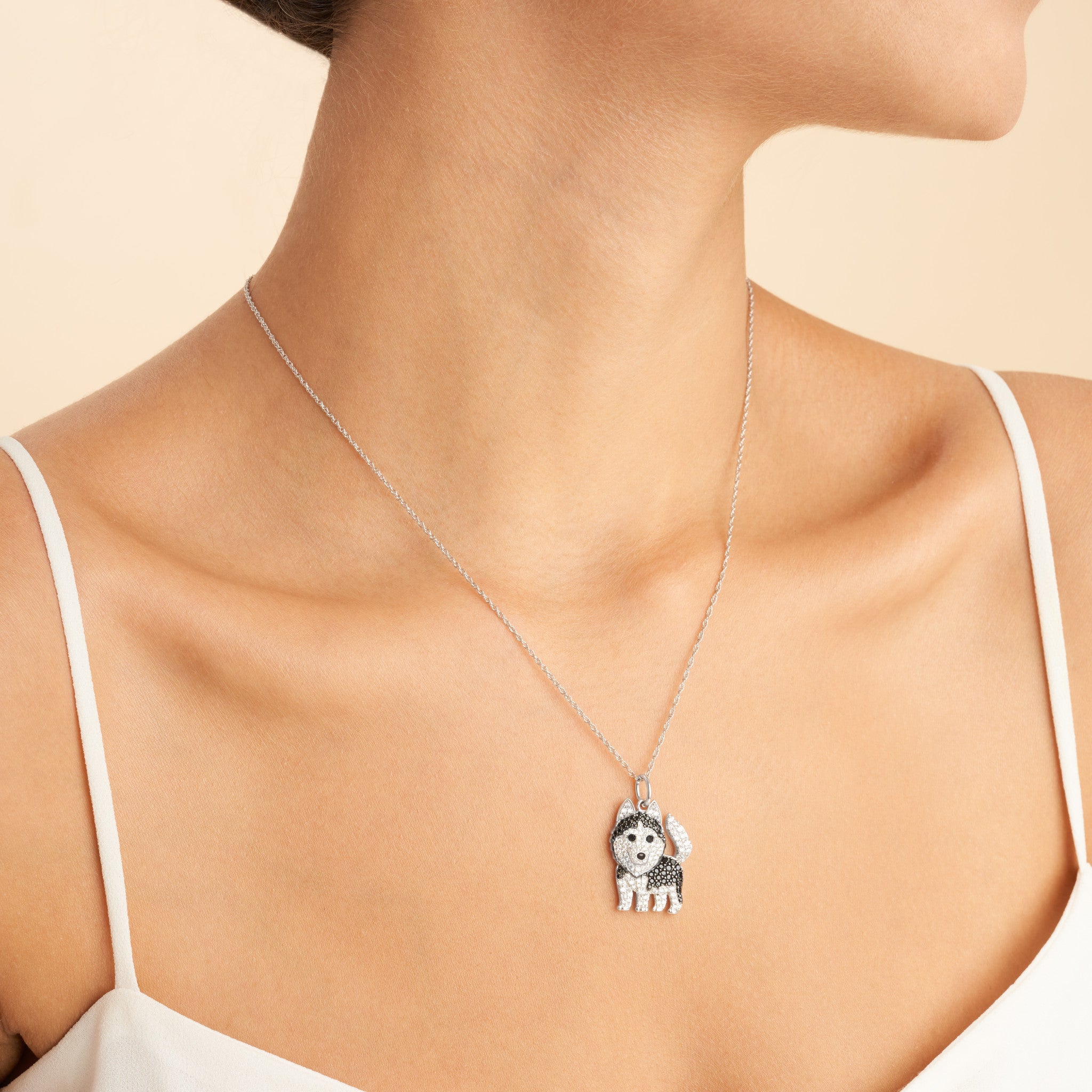 Siberian Husky Sterling Silver Pendant Necklace
