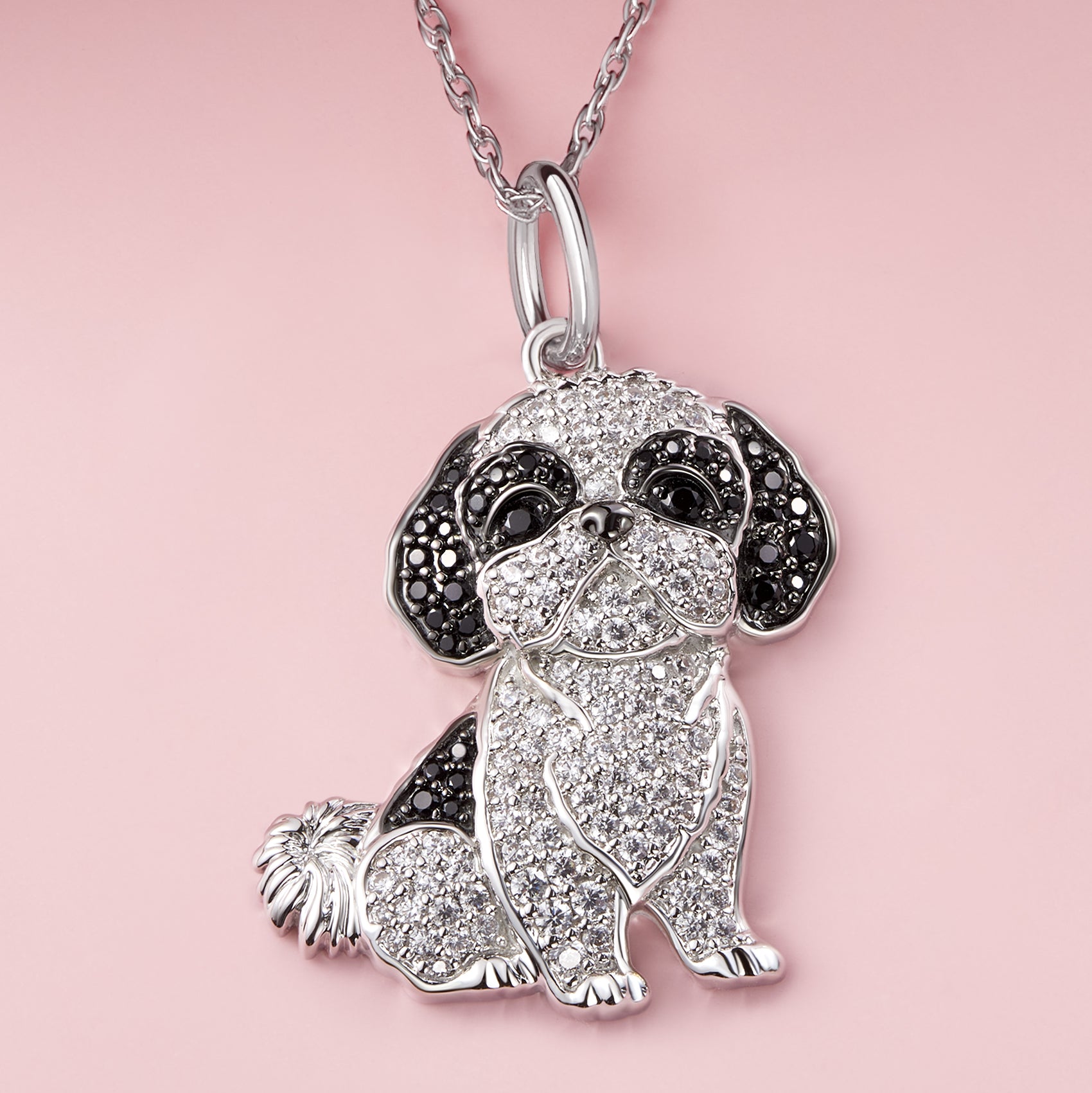 Shih Tzu Sterling Silver Pendant Necklace