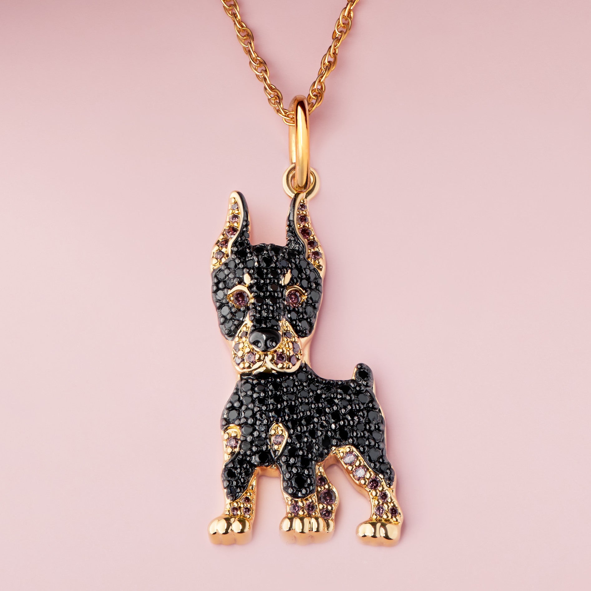 Doberman Sterling Silver Pendant Necklace
