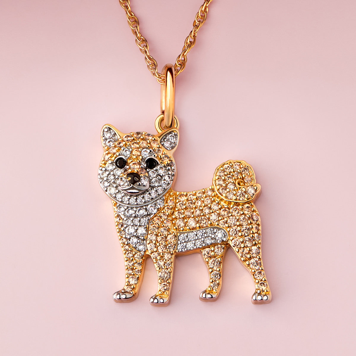 Shiba Inu Sterling Silver Pendant Necklace