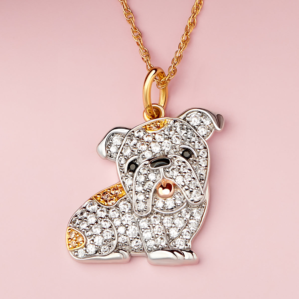 English Bulldog Sterling Silver Pendant Necklace