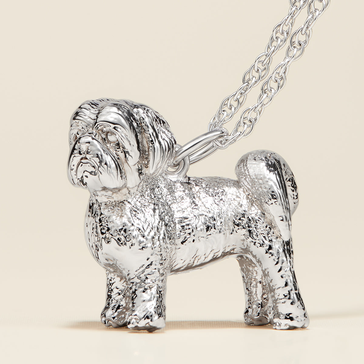 Shih Tzu Sterling Silver Pendant Necklace