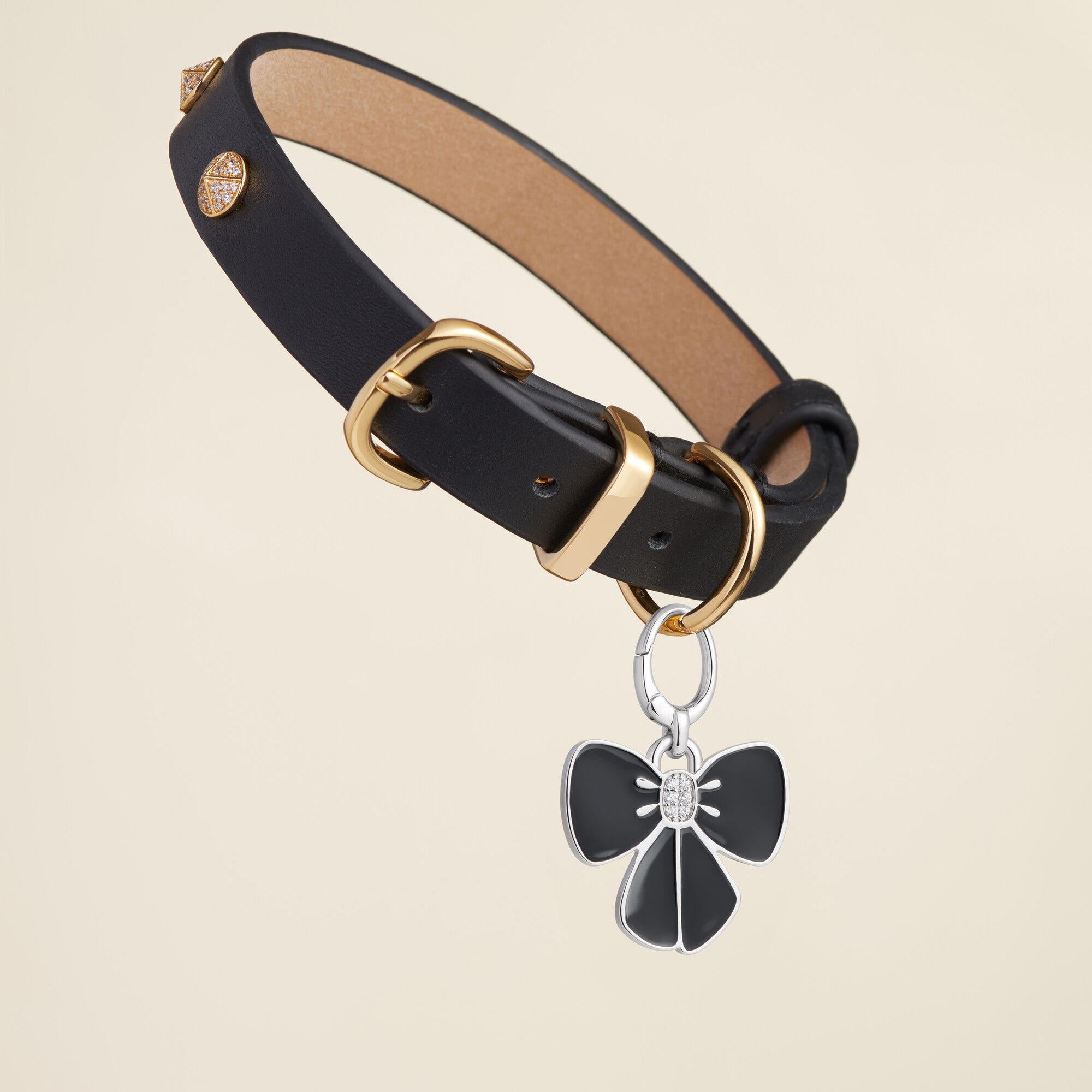 Black Enamel Bow Pet Id Tag