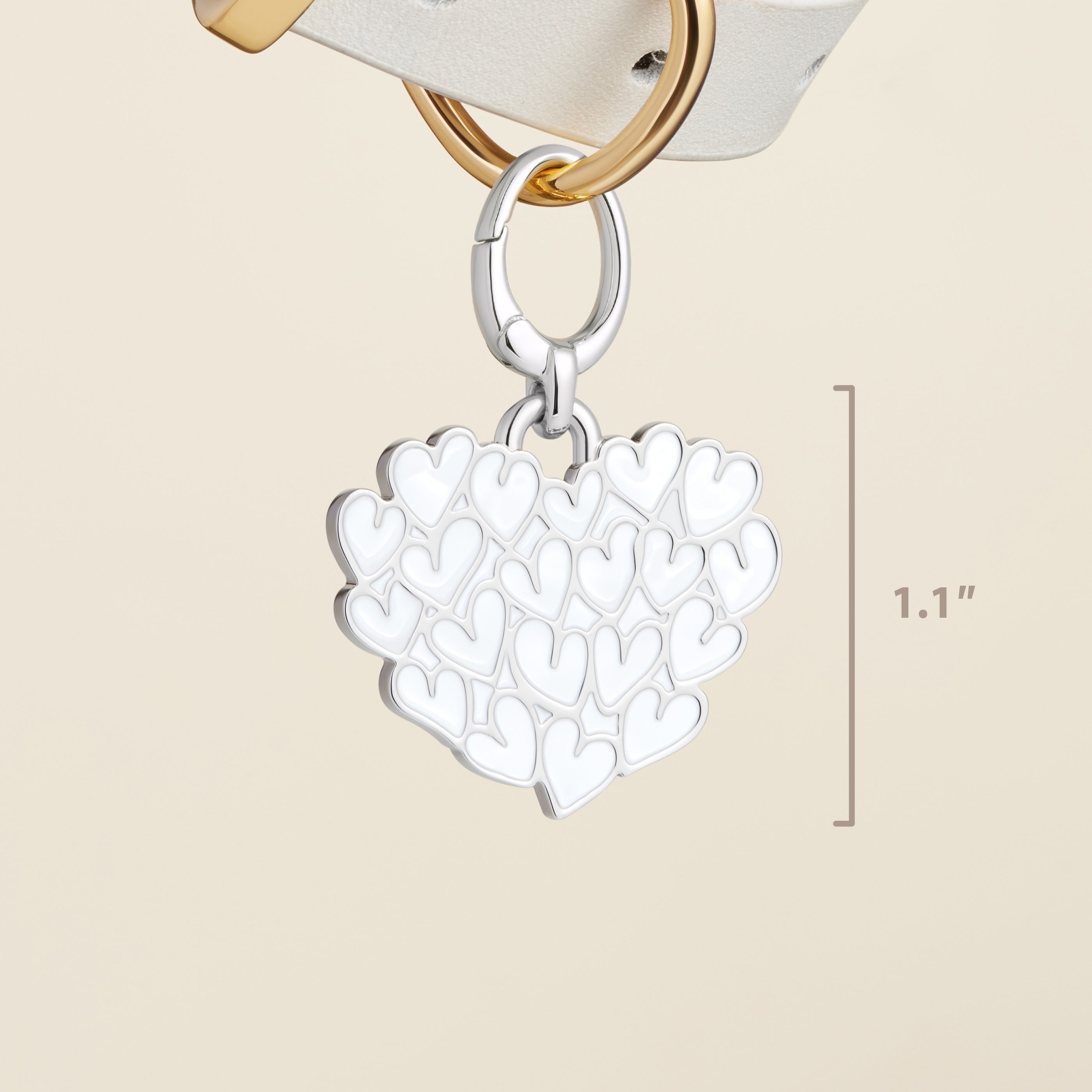 White Enamel Heart Pet Id Tag