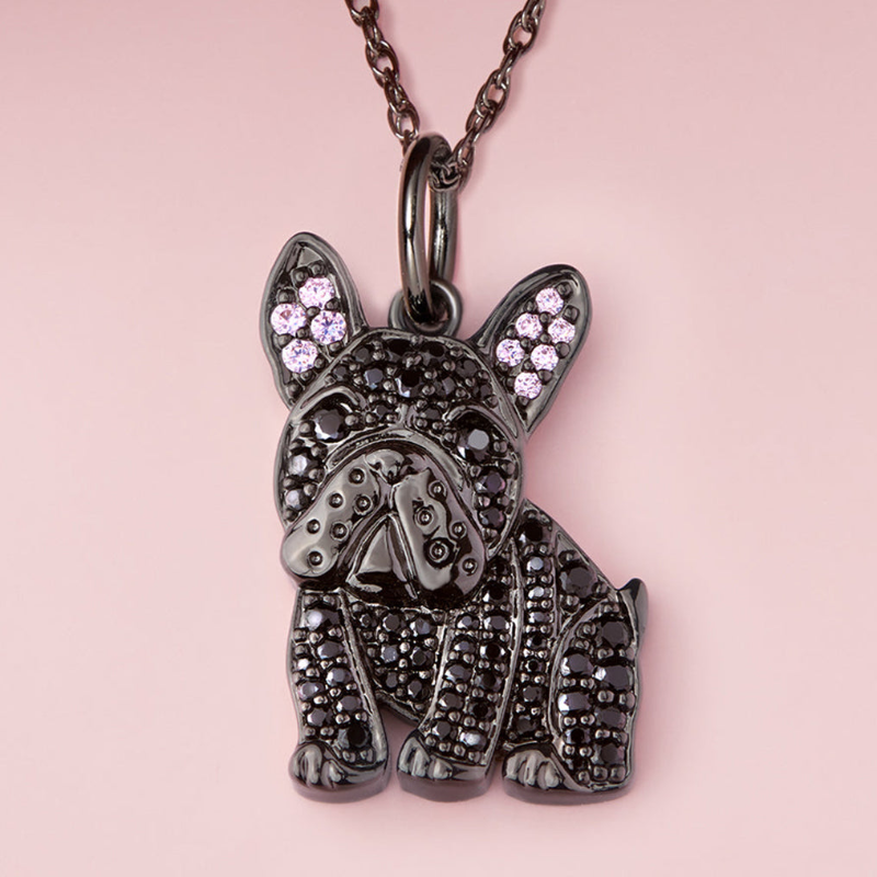 French Bulldog Sterling Silver Pendant Necklace
