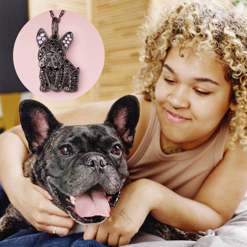 French Bulldog Sterling Silver Pendant Necklace