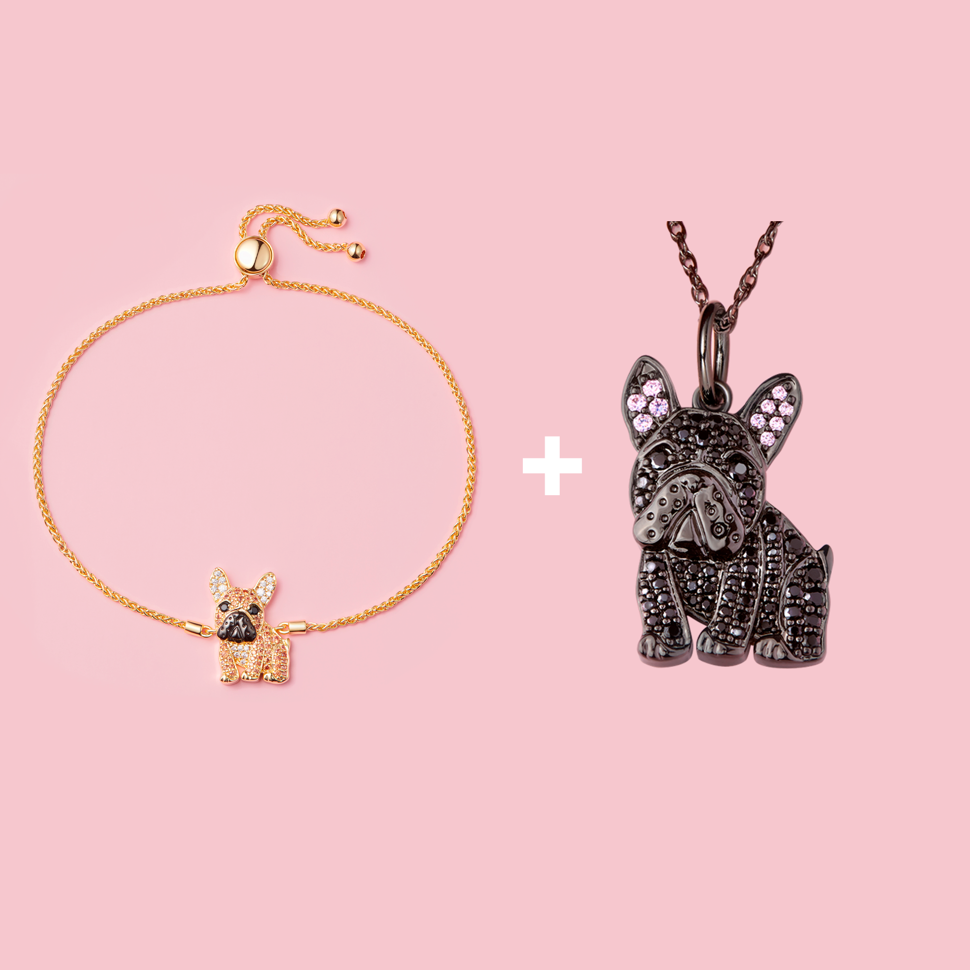 Frenchie Bundle - Sterling Silver Bolo Bracelet + Necklace