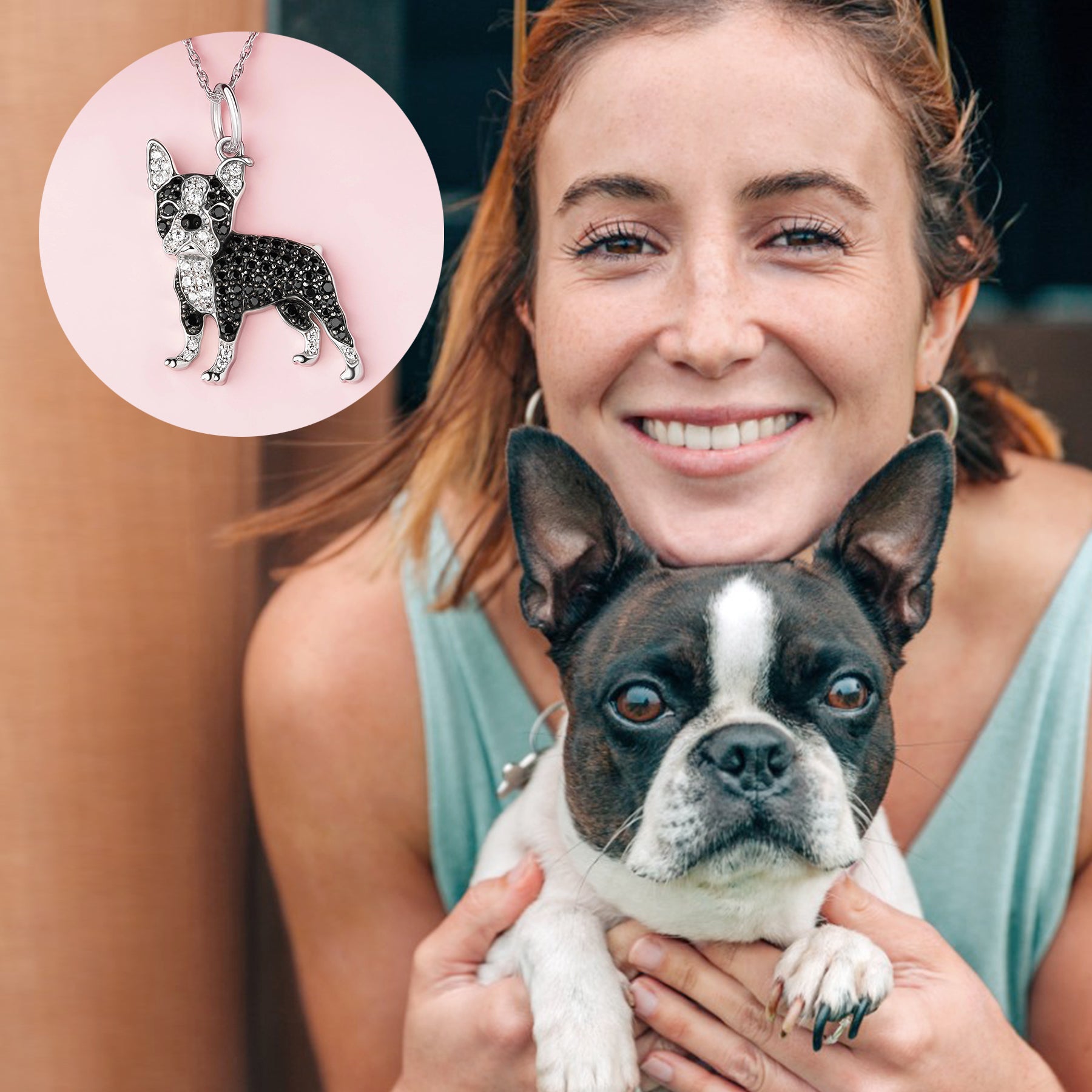 Boston Terrier Sterling Silver Pendant Necklace