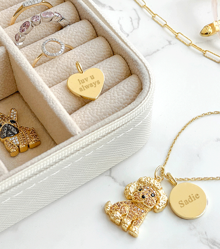 Gold jewelry for dog lovers outlet