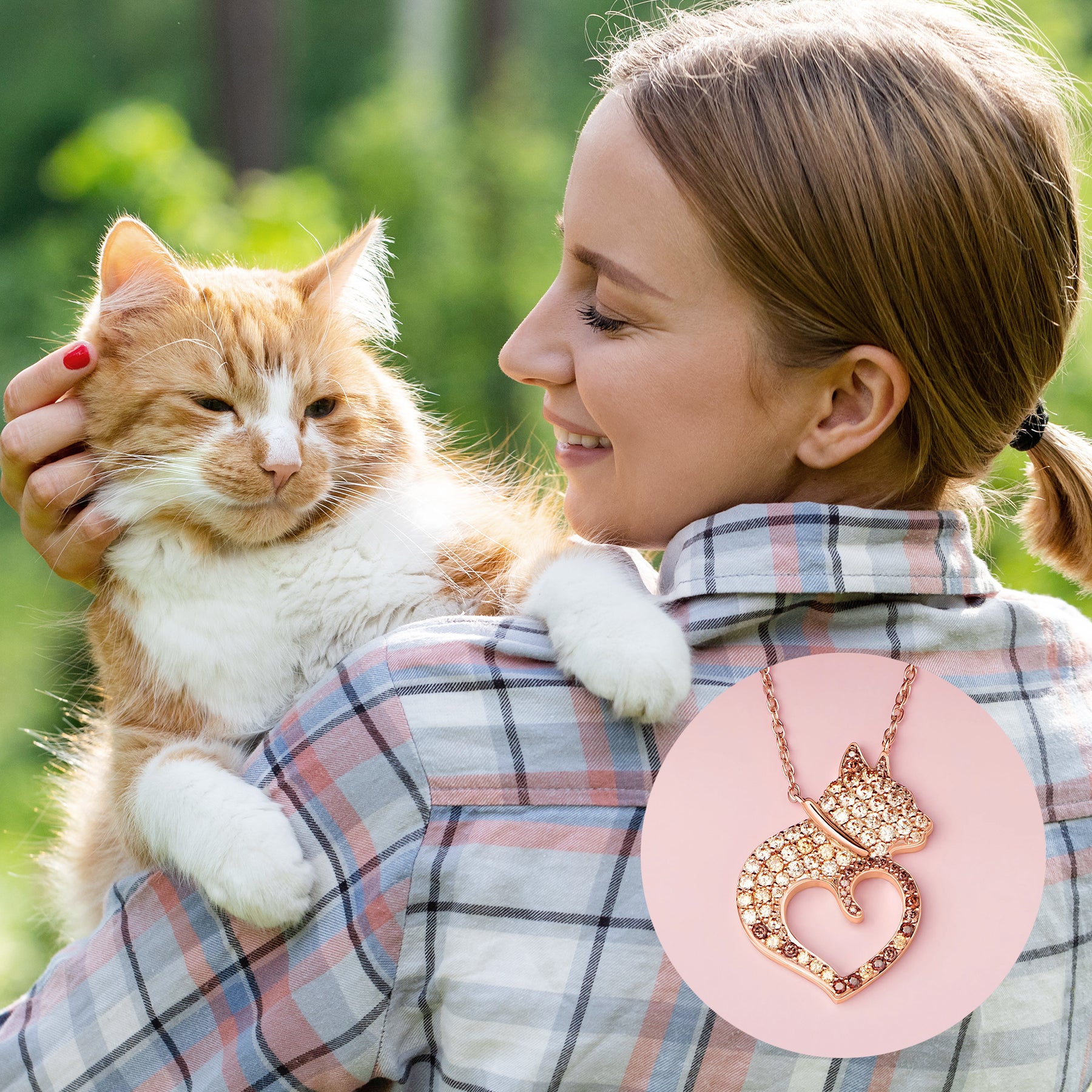 Kitty Love Heart Sterling Silver Pendant Necklace