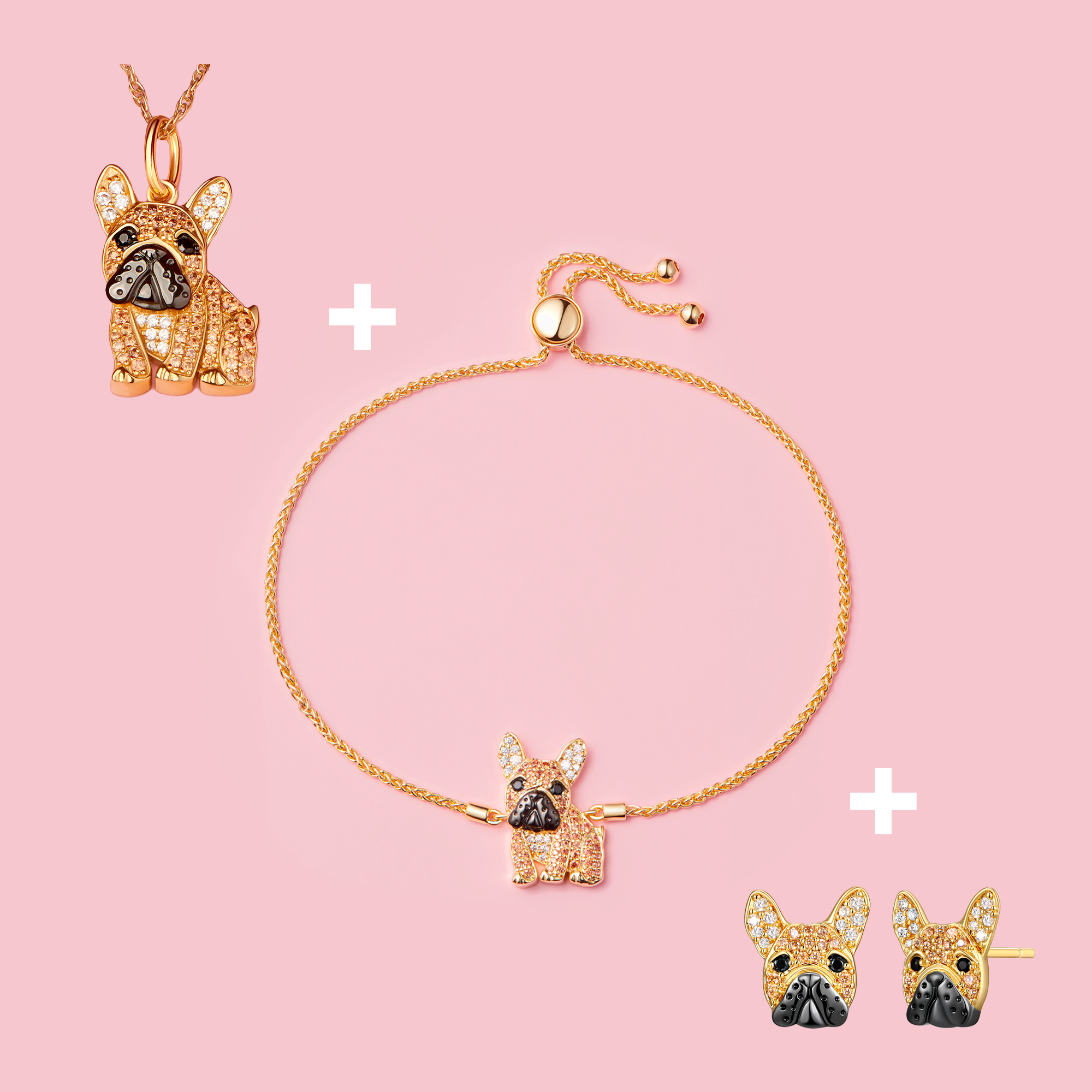 French Bulldog Bundle - Necklace + Bolo Bracelet + Studs