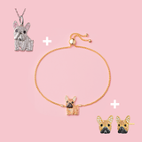 French Bulldog Bundle - Necklace + Bolo Bracelet + Studs